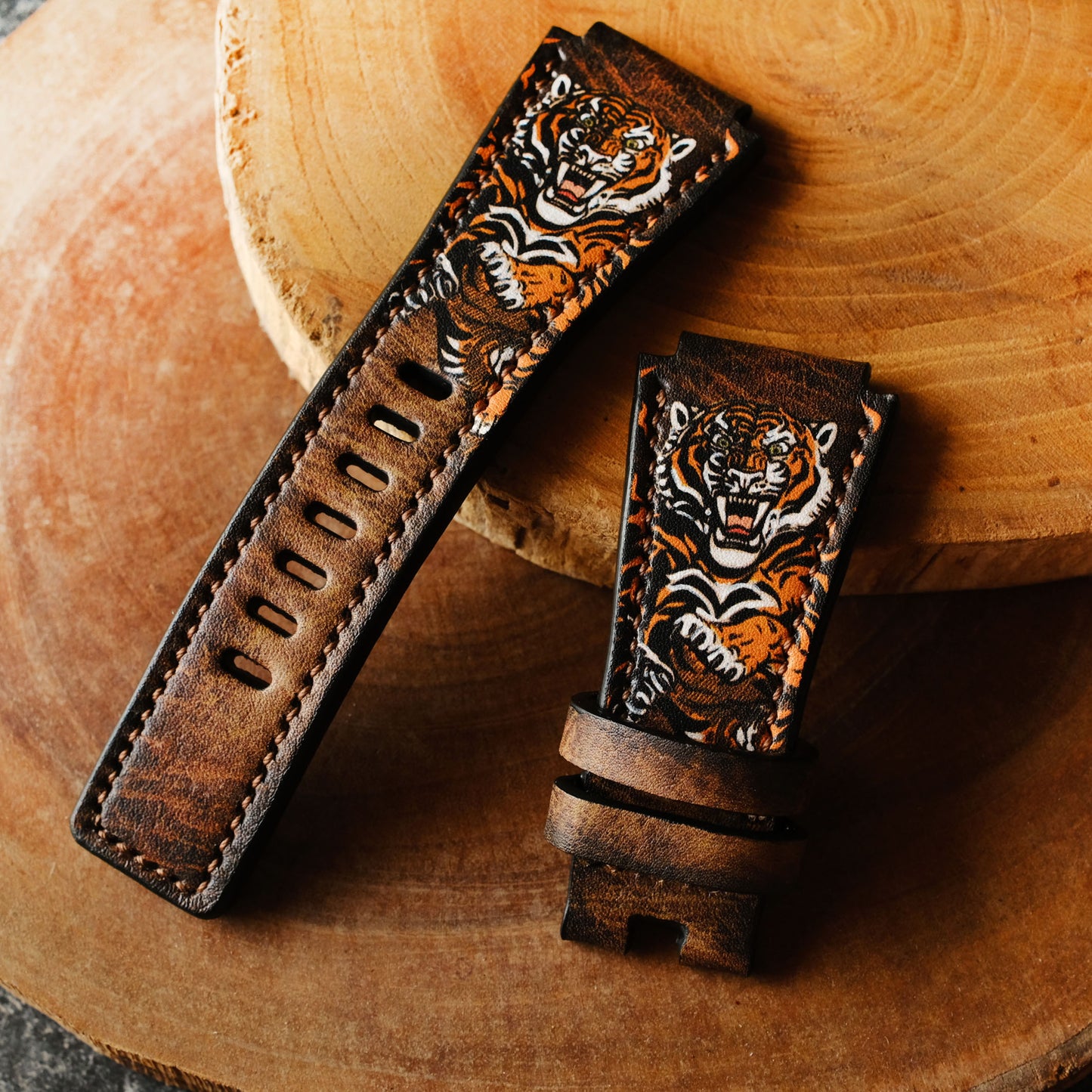 Bell Ross Handmade Tiger Leather Straps Custom Design