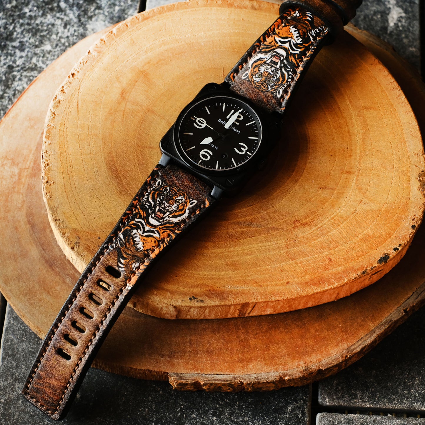 Bell Ross Handmade Tiger Leather Straps Custom Design