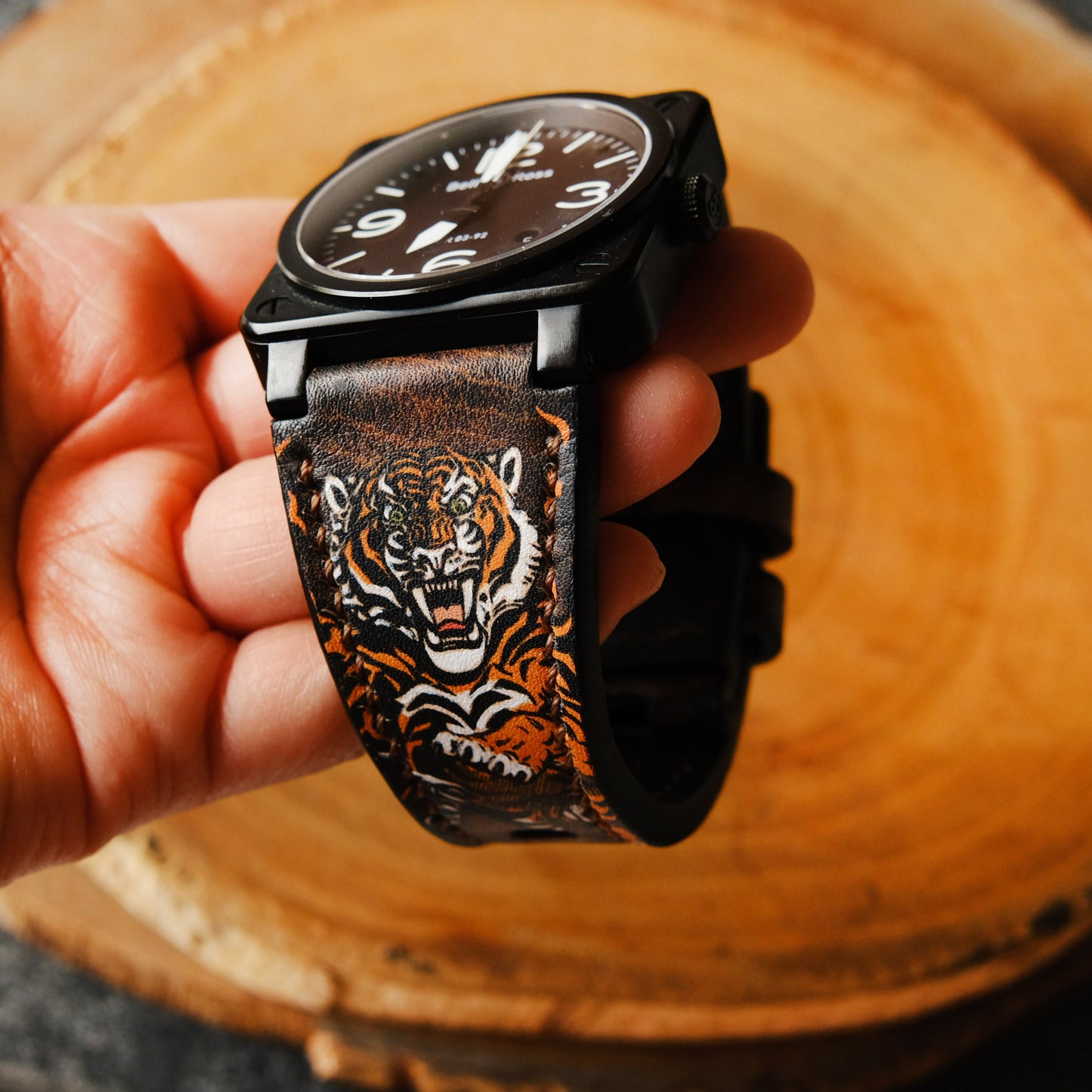 Bell Ross Handmade Tiger Leather Straps Custom Design