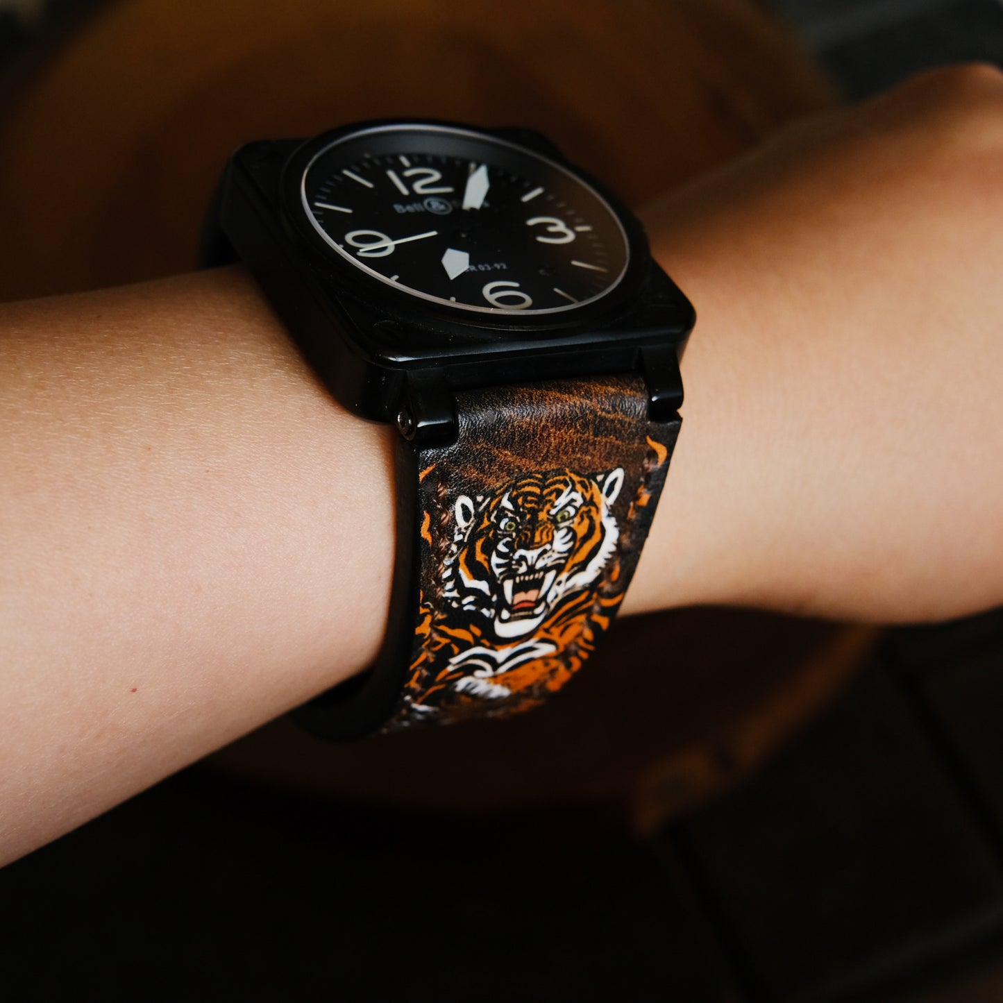 Bell Ross Handmade Tiger Leather Straps Custom Design