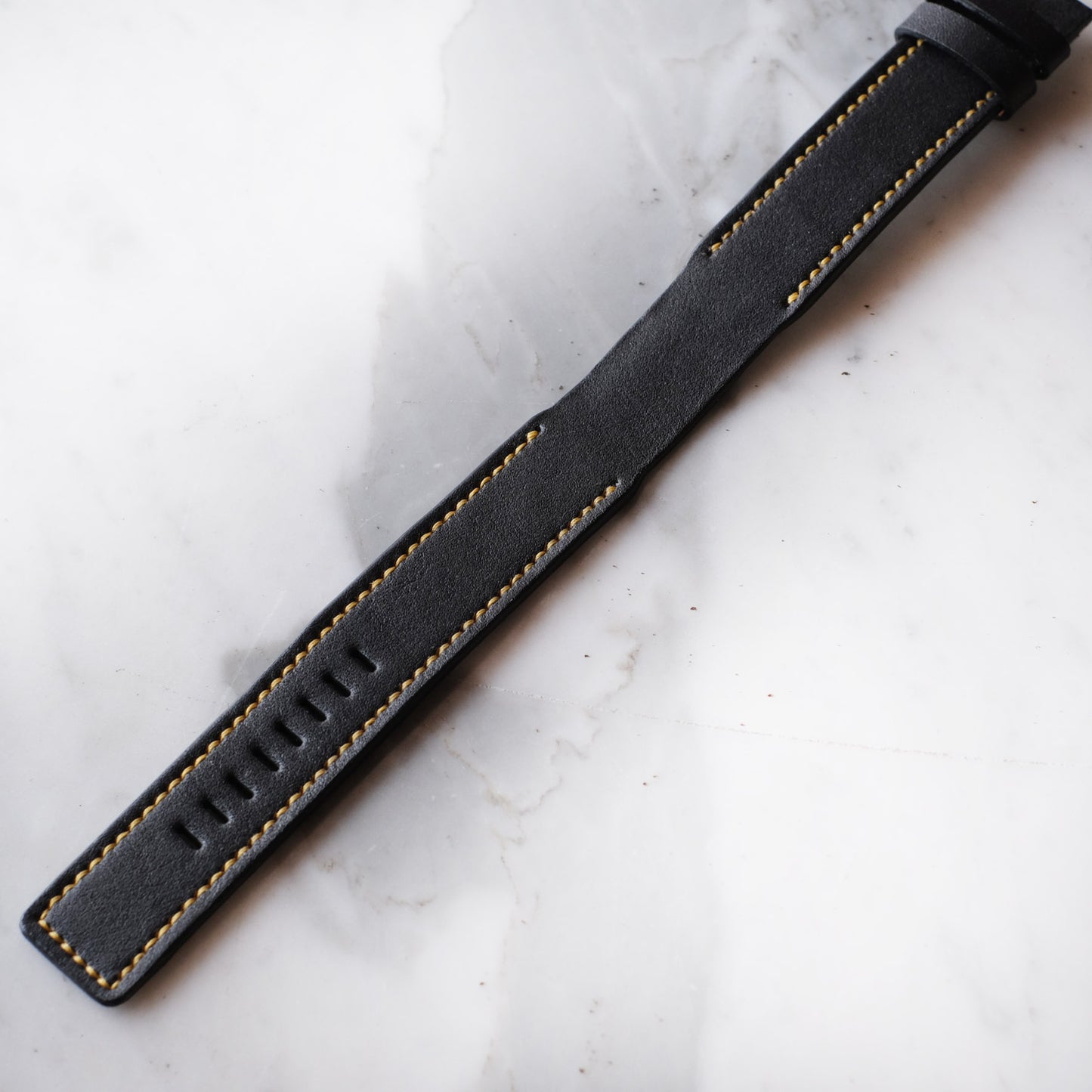 Dietrich Watch Strap Design Black Leather With Yellow Stitching