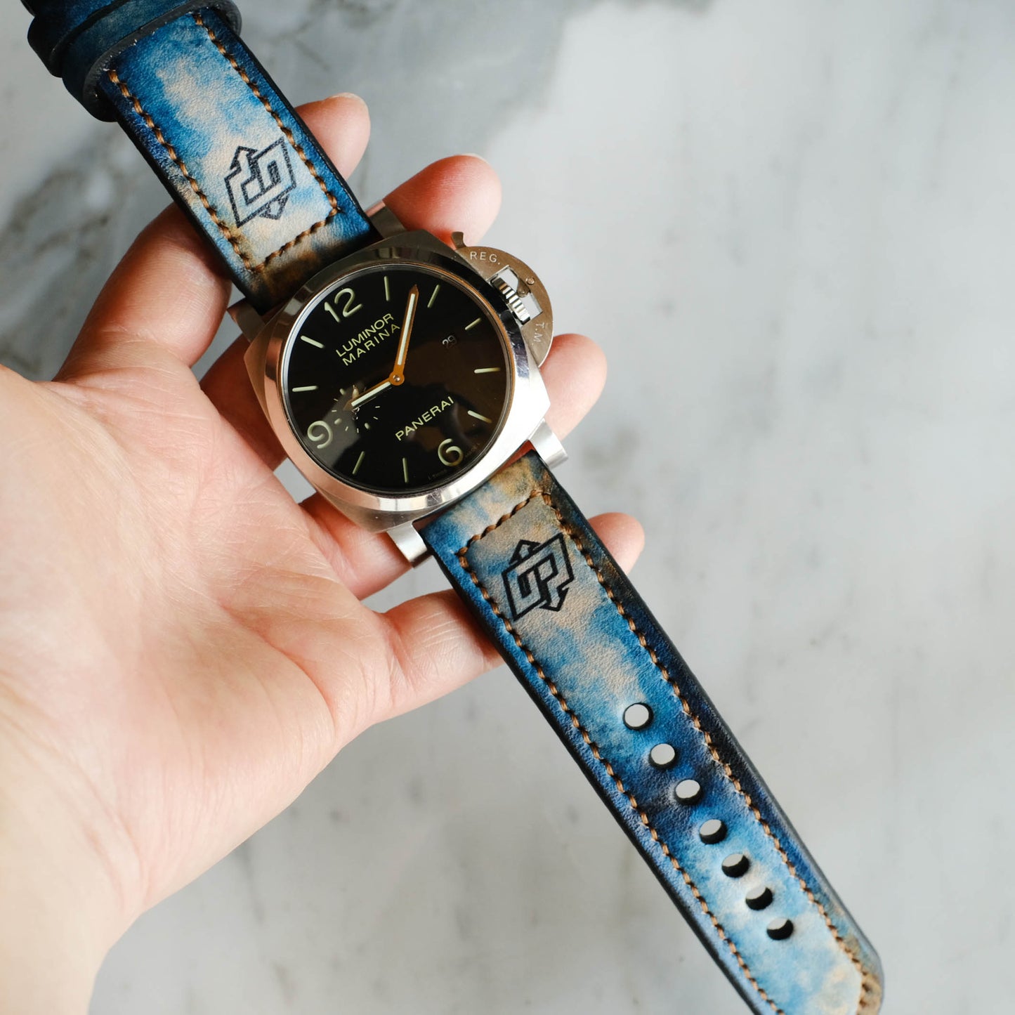 Panerai Vintage Leather Straps  Panerai WatchBand For Officine Panerai Luminor Marina Radiomir PAM 22mm 24mm 26mm Band Handmade Leather Strap (Copy)