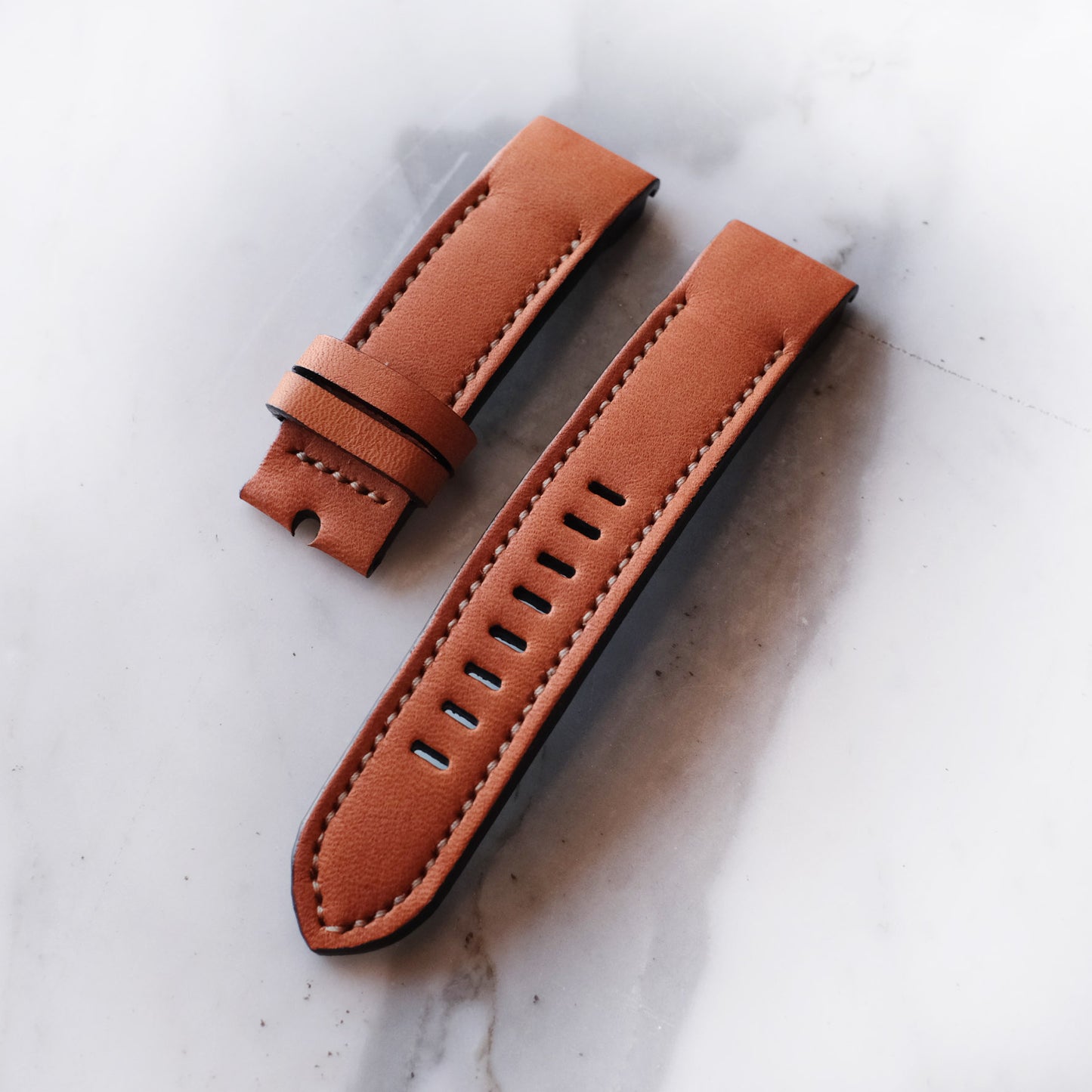 Garmin British Tan Leather With Cream Stitching Replacement Strap - ruslieco