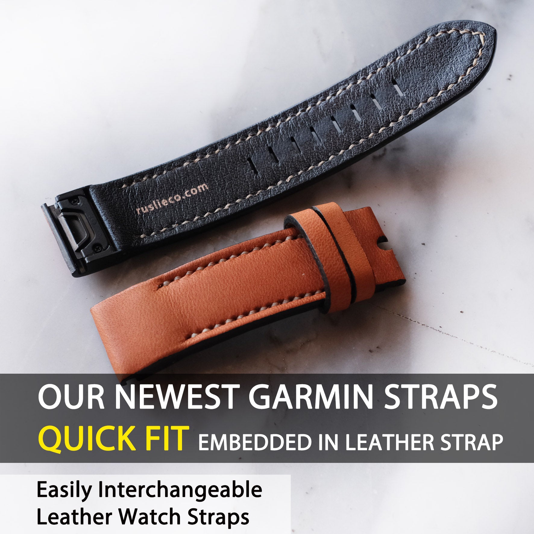 Garmin British Tan Leather With Cream Stitching Replacement Strap - ruslieco