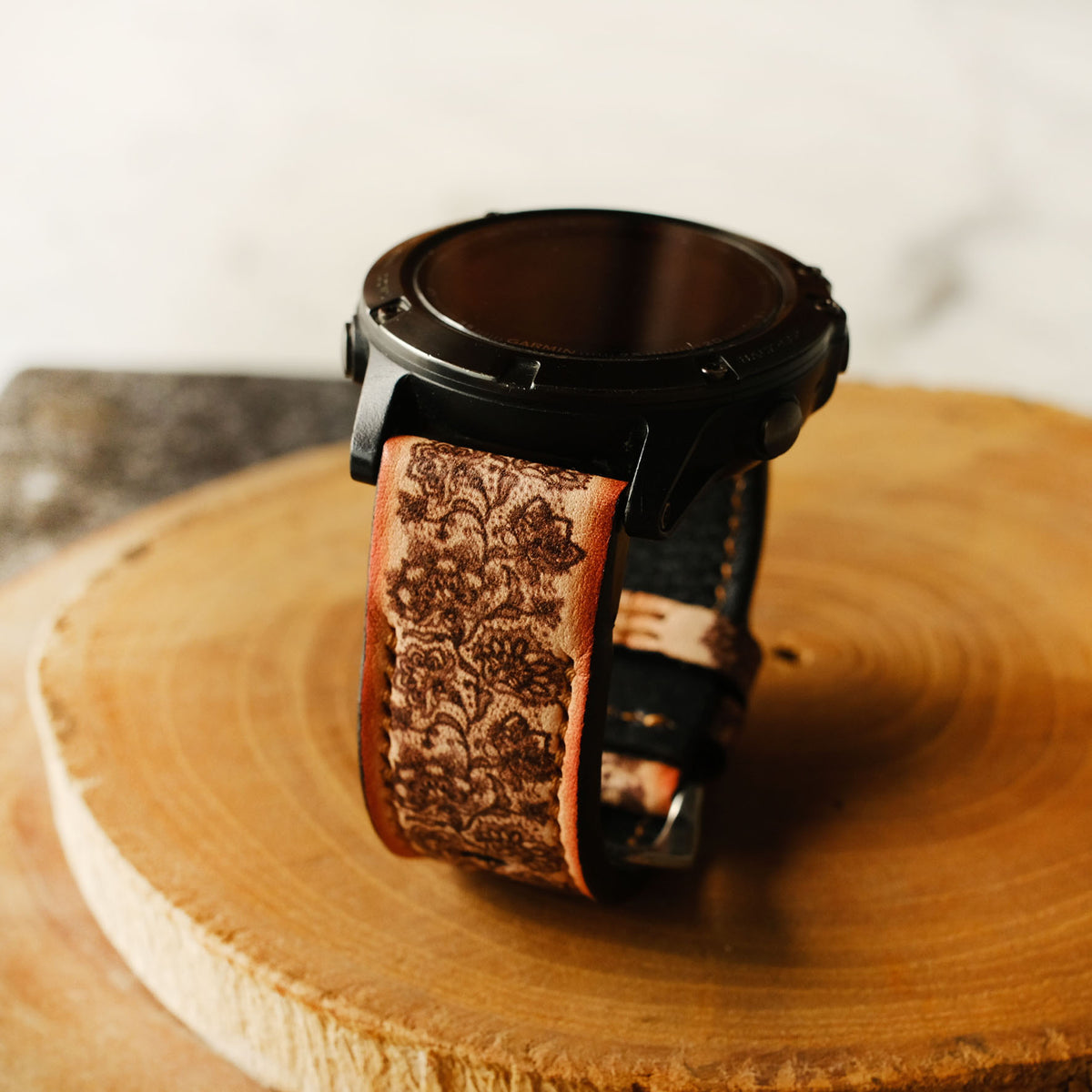 Garmin Brown Lace Custom Leather Strap - ruslieco