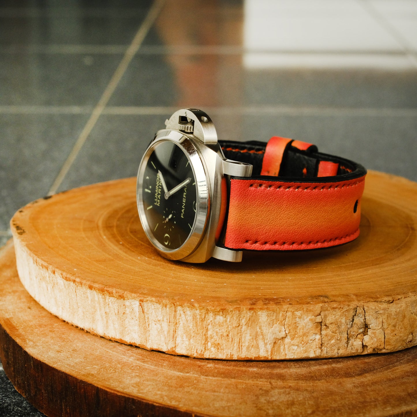 panerai orange leather strap