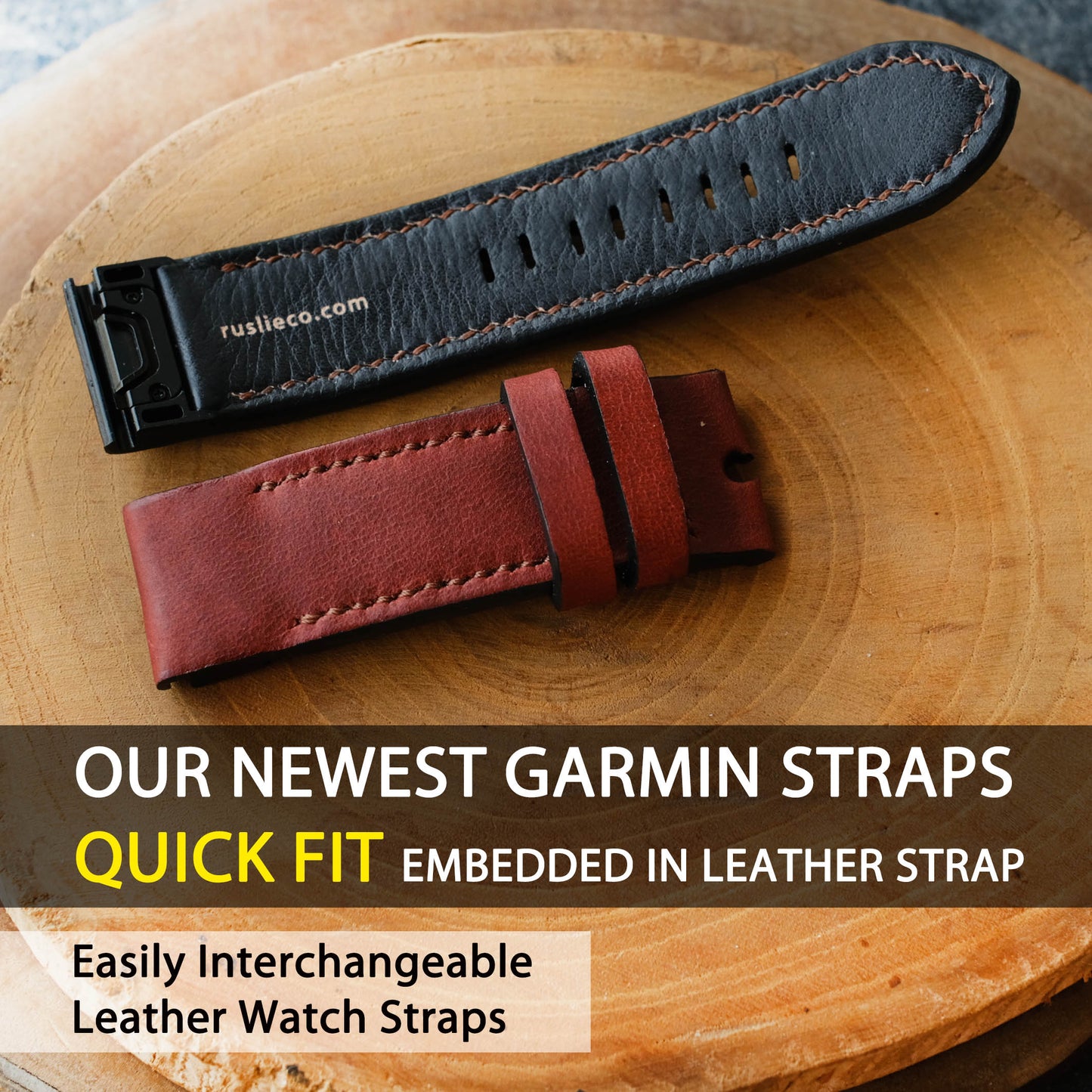 Crazy Horse Cowhide  Brown Red Garmin Leather Strap