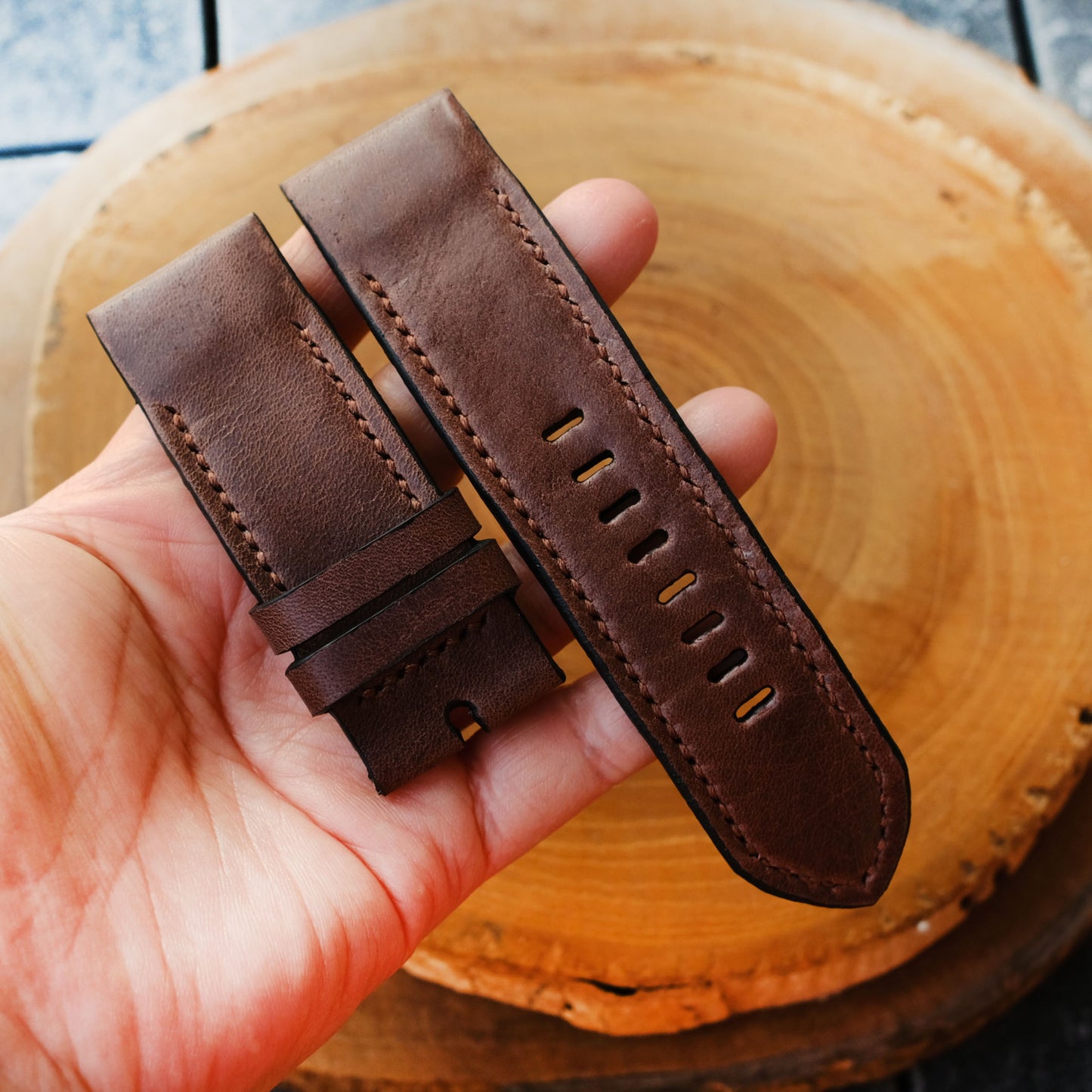 Crazy Horse Cowhide Dark Brown Garmin Leather Strap