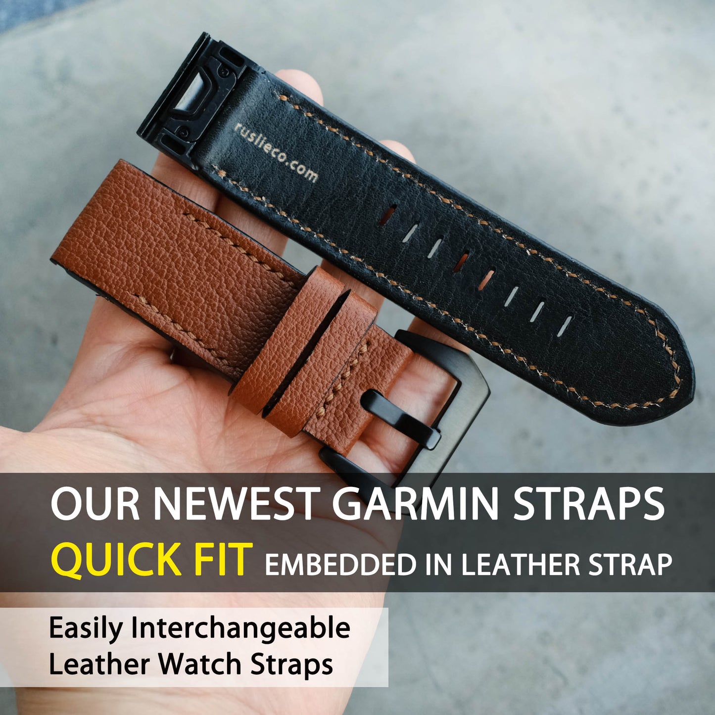 Garmin Quick Fit Strap, Brown Chevre Leather Material, Handmade, Fenix 8, Fenix 7, Enduro E, Epix Gen 2, Marq, Venu