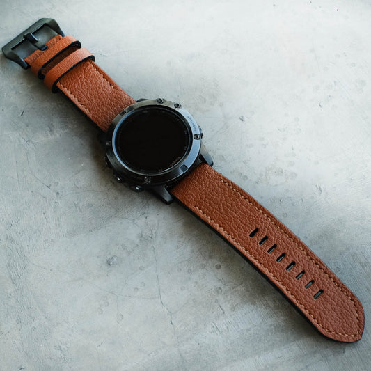 Garmin Quick Fit Strap, Brown Chevre Leather Material, Handmade, Fenix 8, Fenix 7, Enduro E, Epix Gen 2, Marq, Venu