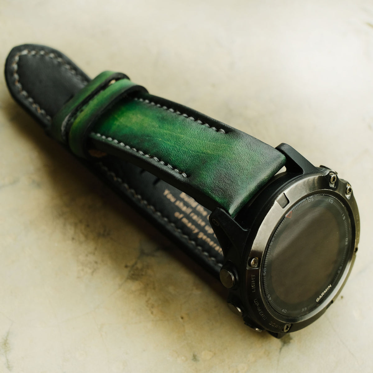 Green Leather Watch Strap For Garmin Fenix 9