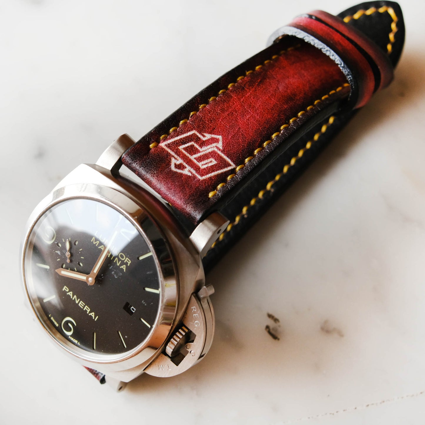 Panerai Bands Vintage Maroon Leather For Officine Panerai Luminor Marina Radiomir PAM 22mm 24mm 26mm Handmade