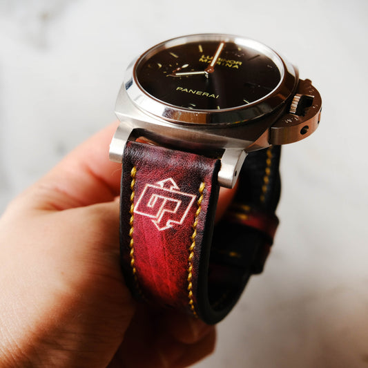 Panerai Bands Vintage Maroon Leather For Officine Panerai Luminor Marina Radiomir PAM 22mm 24mm 26mm Handmade