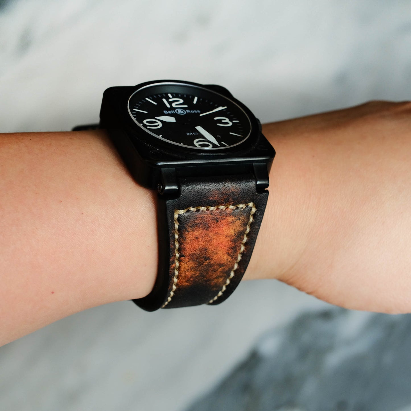 Bell & Ross Vintage Choco Handmade Leather Straps for BR 01 BR 03 br 02 BR S br -X1 - ruslieco