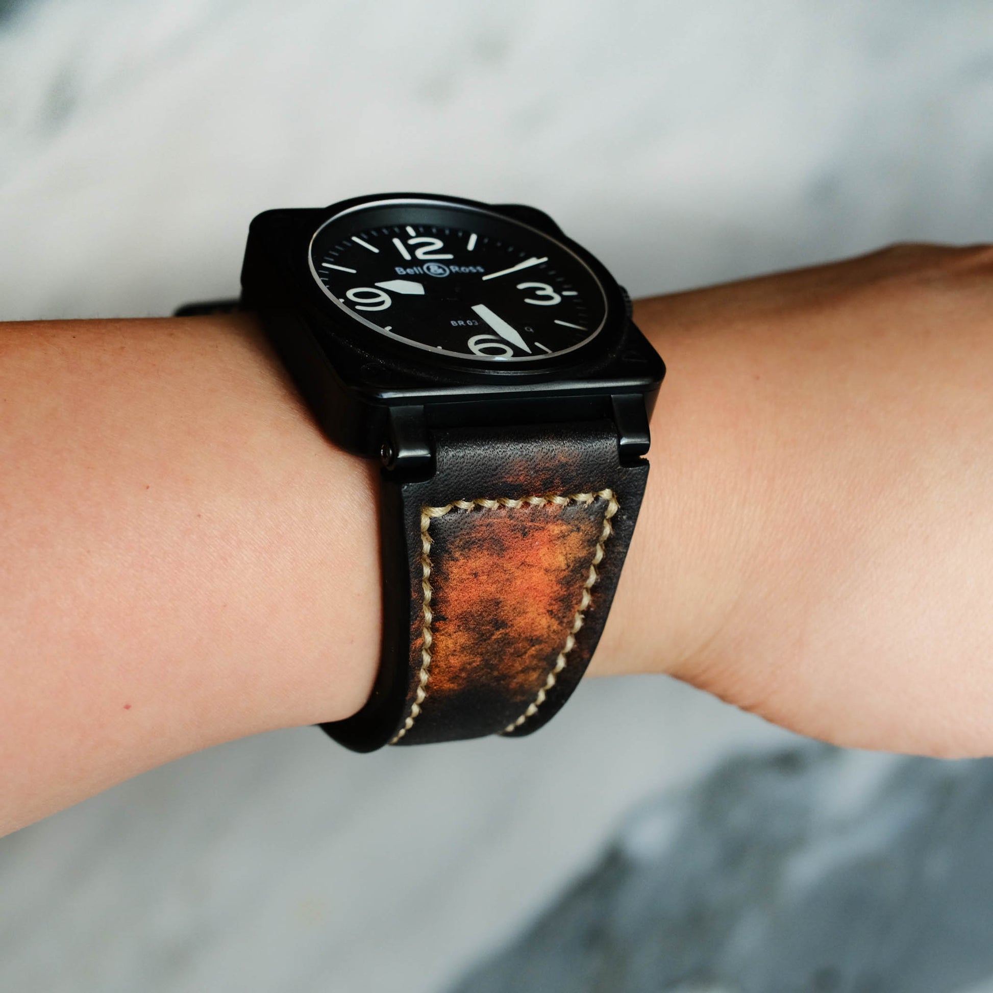 Bell & Ross Vintage Choco Handmade Leather Straps for BR 01 BR 03 br 02 BR S br -X1 - ruslieco