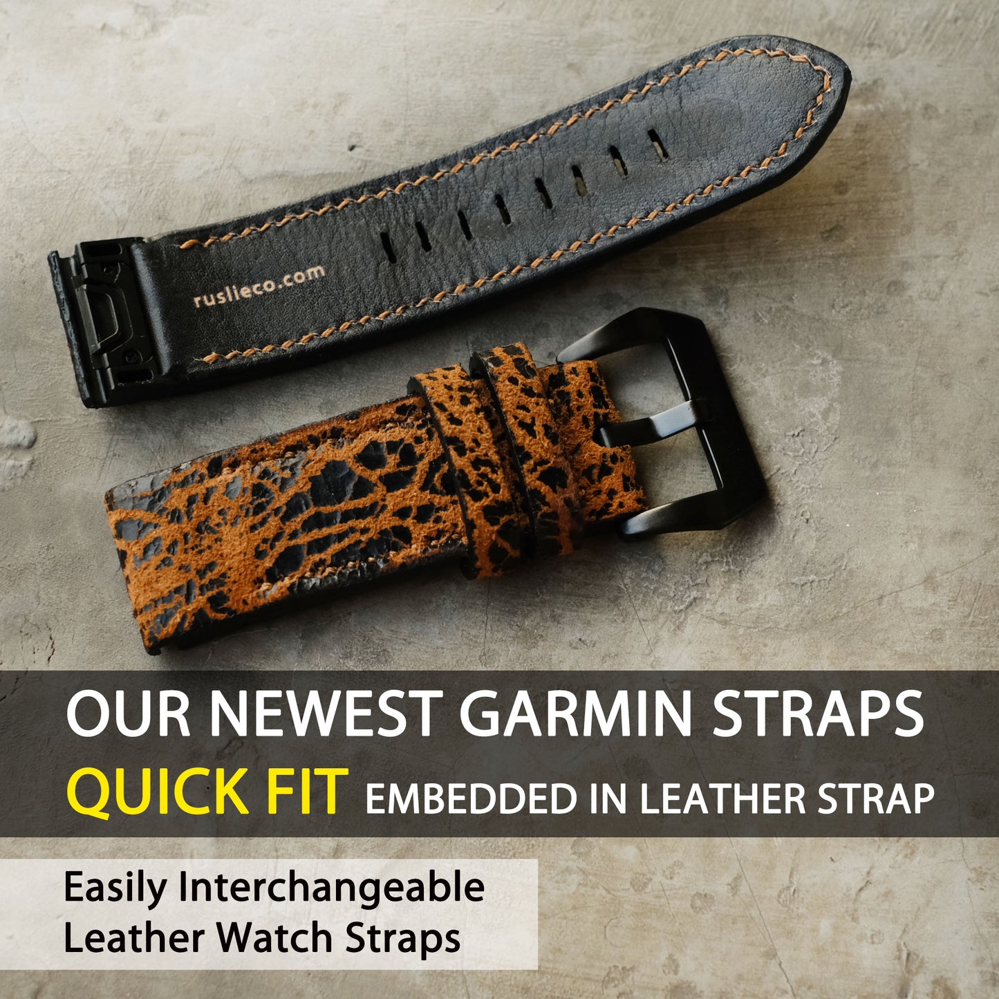 Garmin Quick Fit Strap, Unique Cracked Style Leather Material, Handmade, Fenix 7X, Fenix 7, Fenix 7S, Epix Gen 2, Marq, Venu,