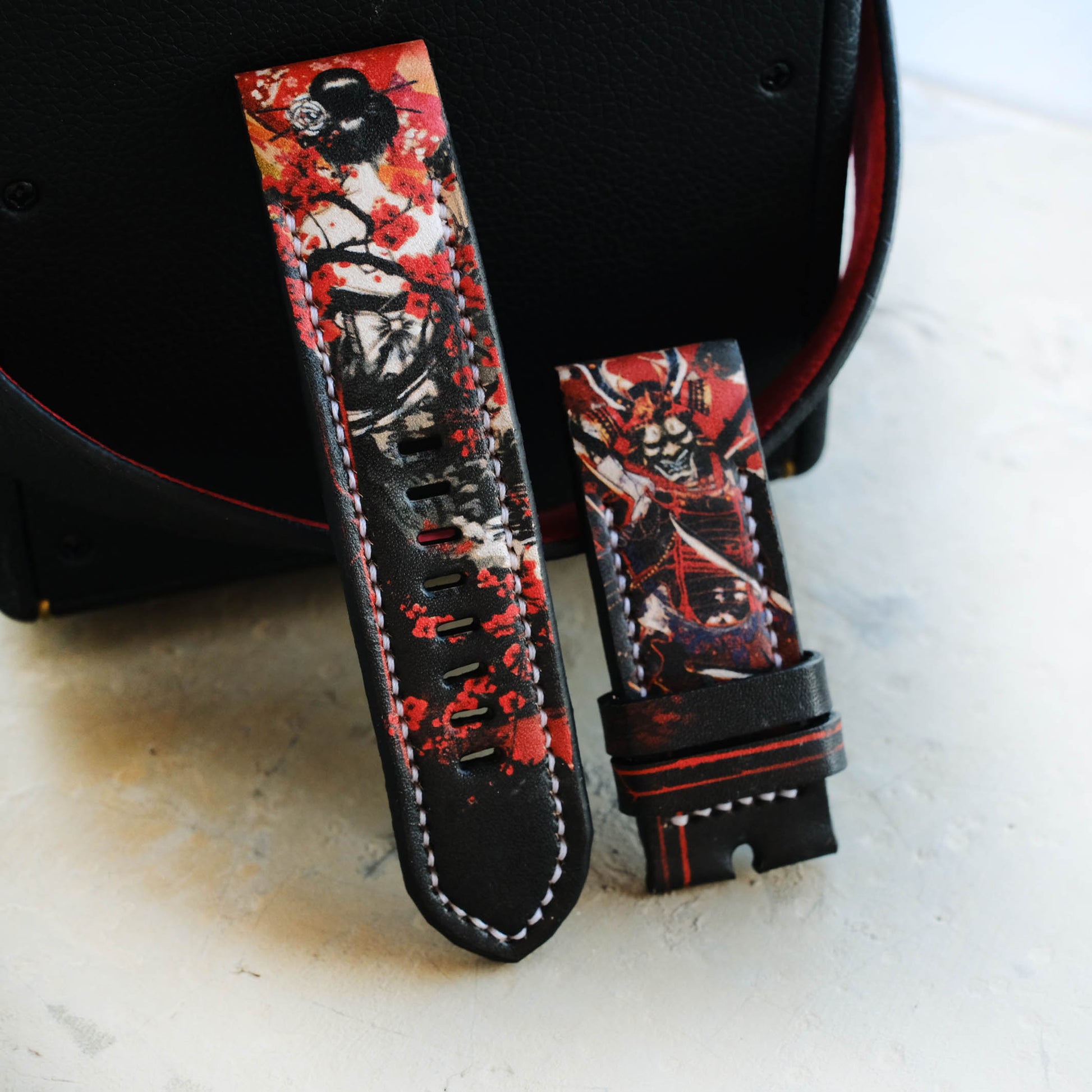 Garmin Custom New Samurai x Geisha Design Leather Stap - ruslieco