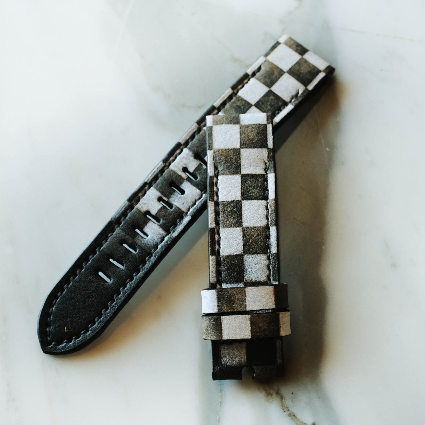 Garmin Black and White Design Leather Replacement Strap