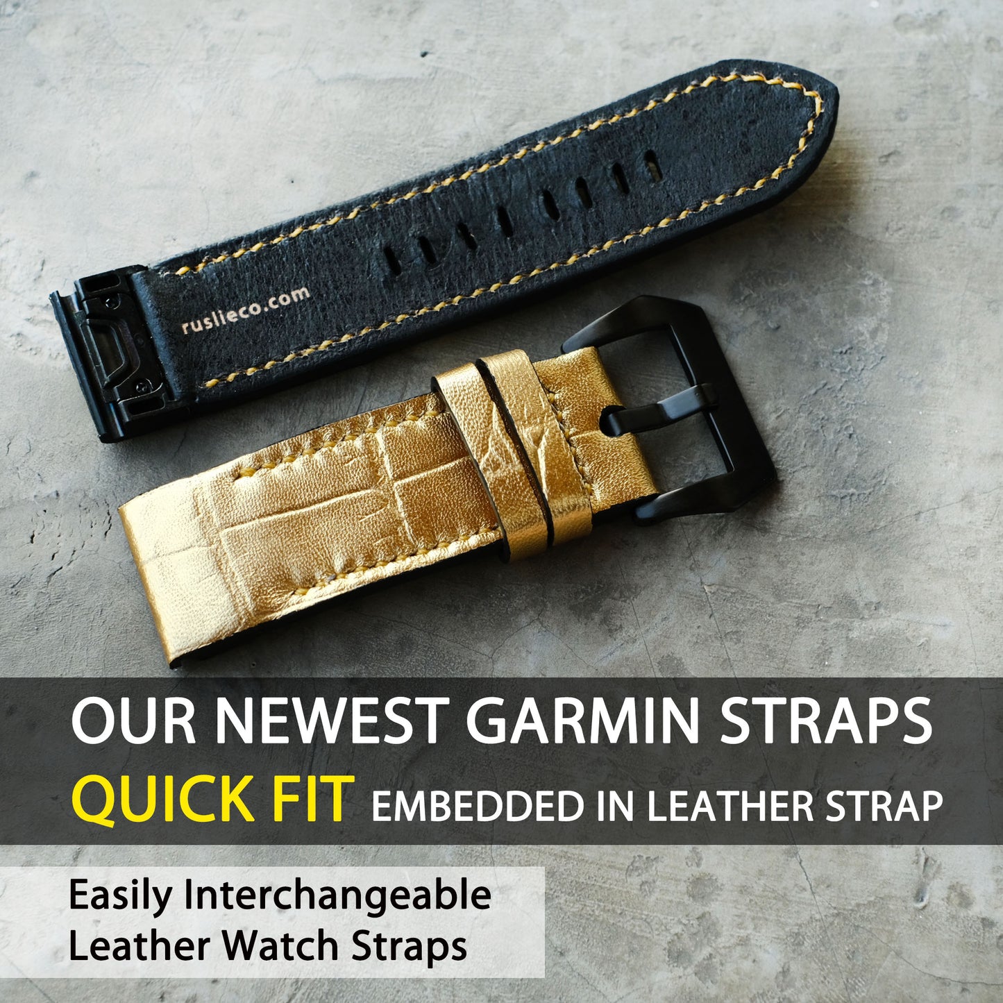 Garmin Quick Fit Strap, Embossed Croco Leather Material, Handmade, Fenix E, Fenix 8, Fenix 7S, Epix Gen 2, Marq, Venu