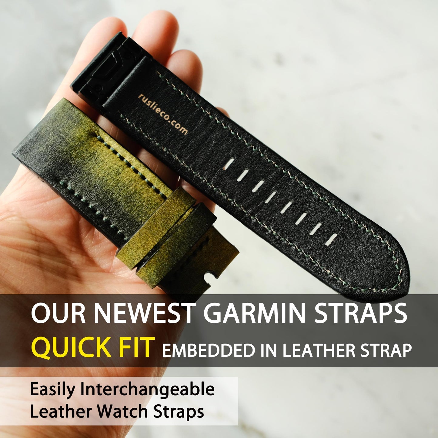 Garmin Green Leather Watch Strap