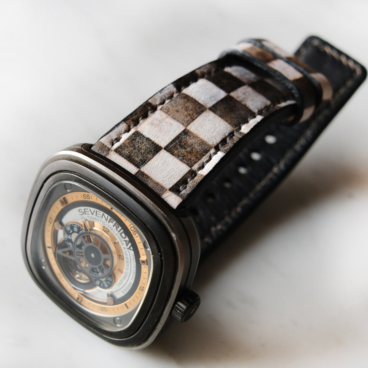 SevenFriday Black White Leather Straps Handmade