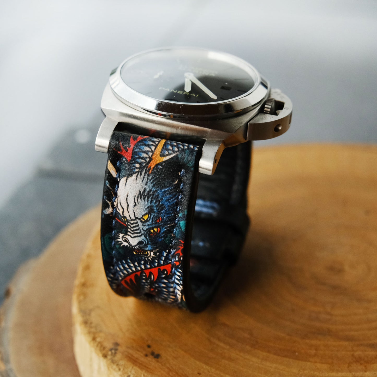 Leather Straps Blue Dragon For Officine Panerai Watches