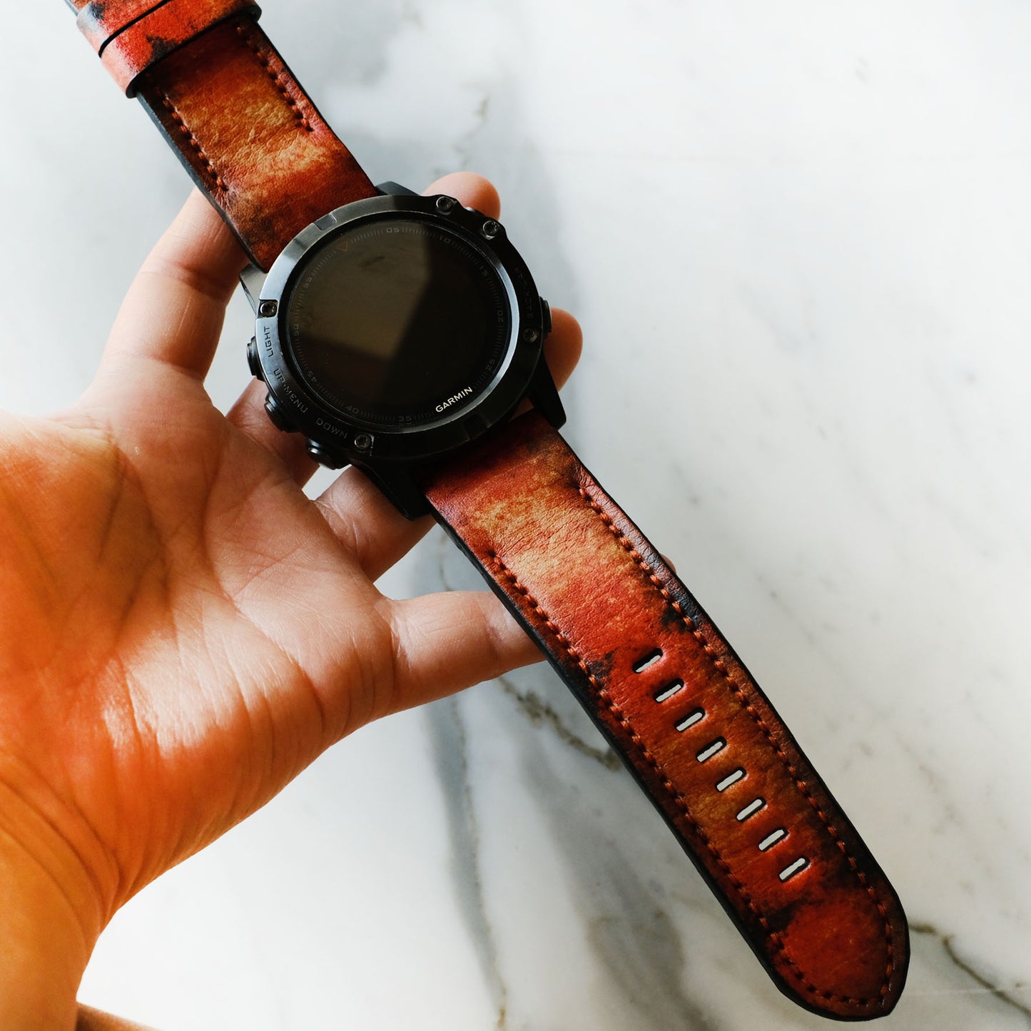 Garmin Orange Leather  Replacement Strap