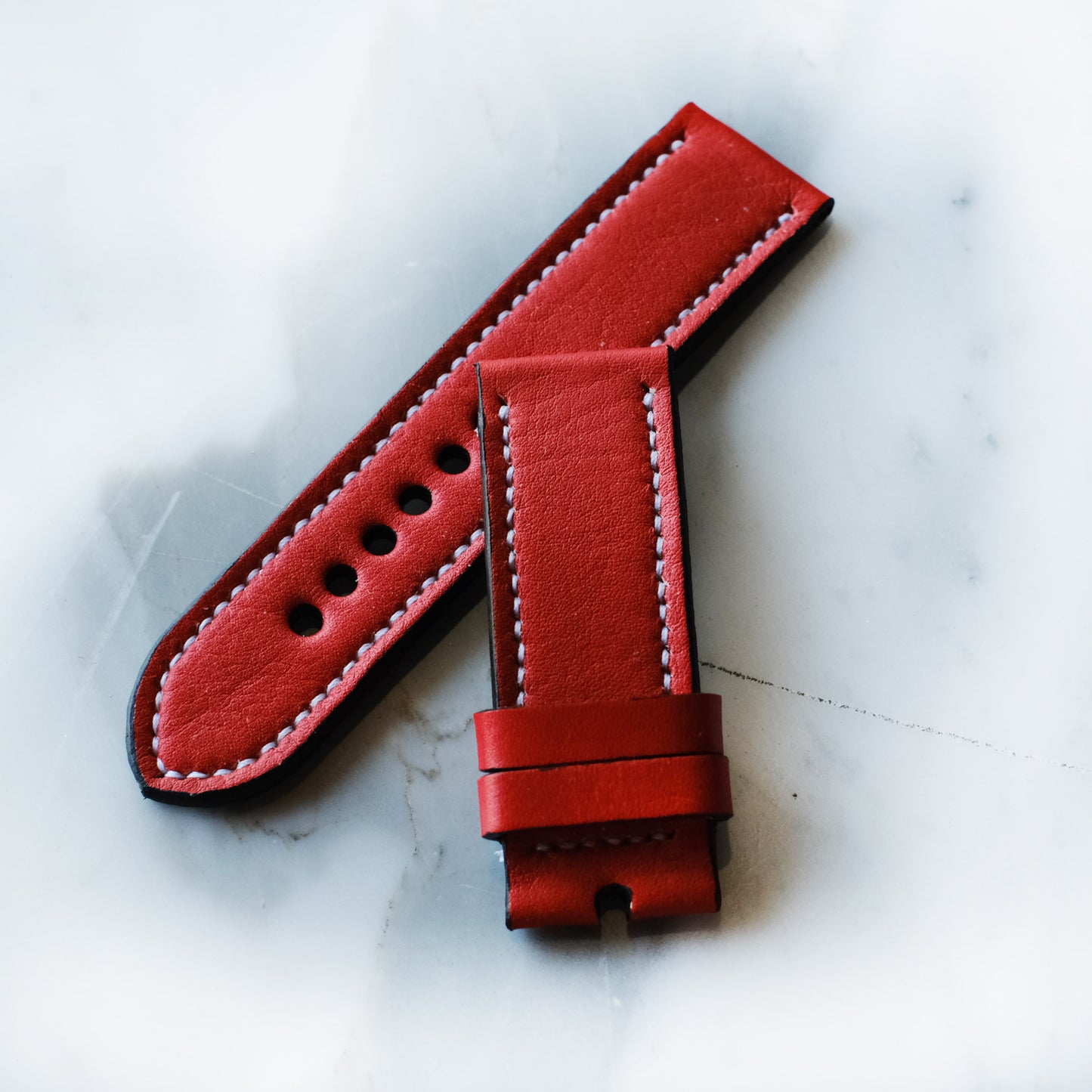 Panerai Red Watch Band with white stitching Panerai Red Strap For Officine Panerai Luminor Marina Radiomir PAM 22mm 24mm 26mm