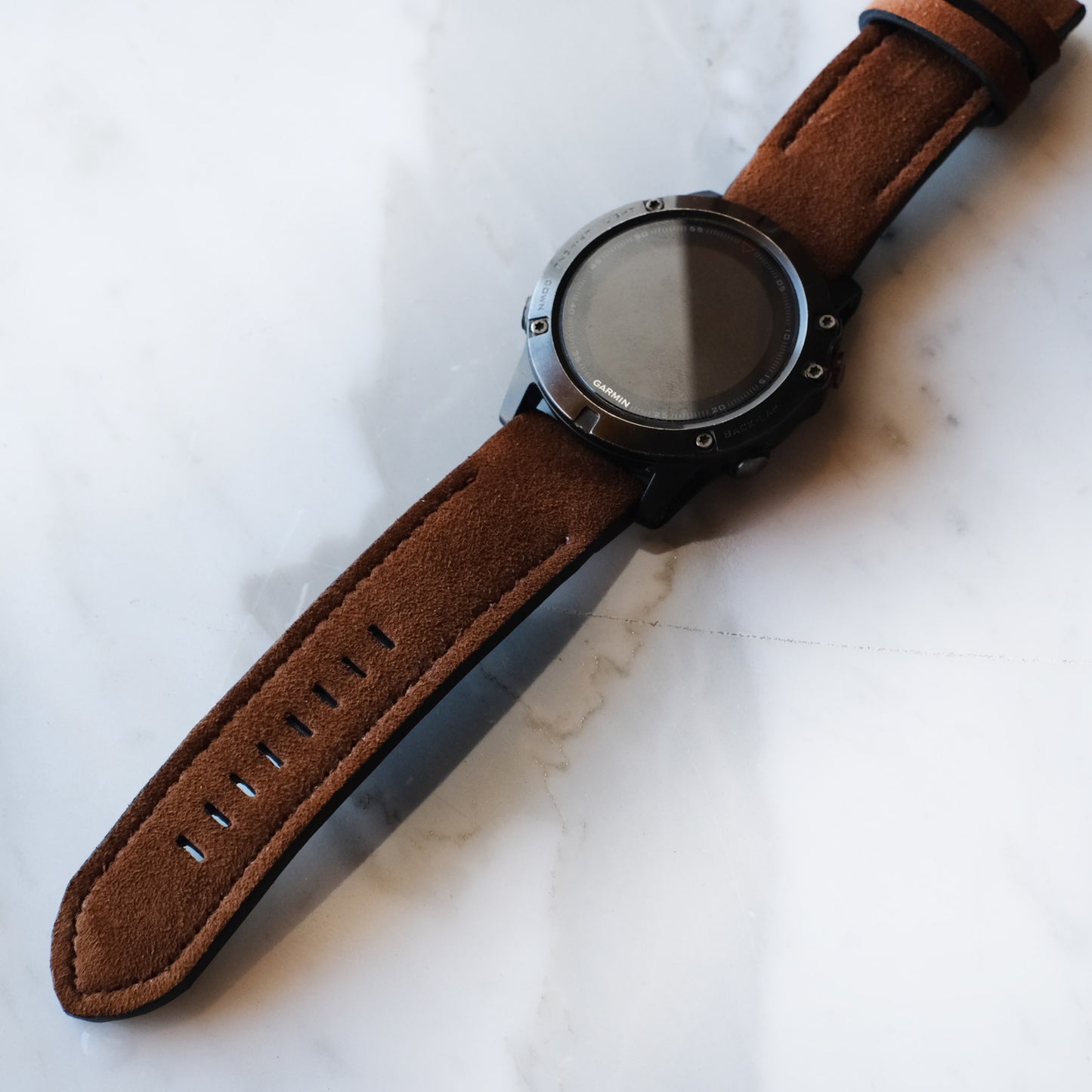 Garmin Watch Band Suede Leather Dark Brown Color