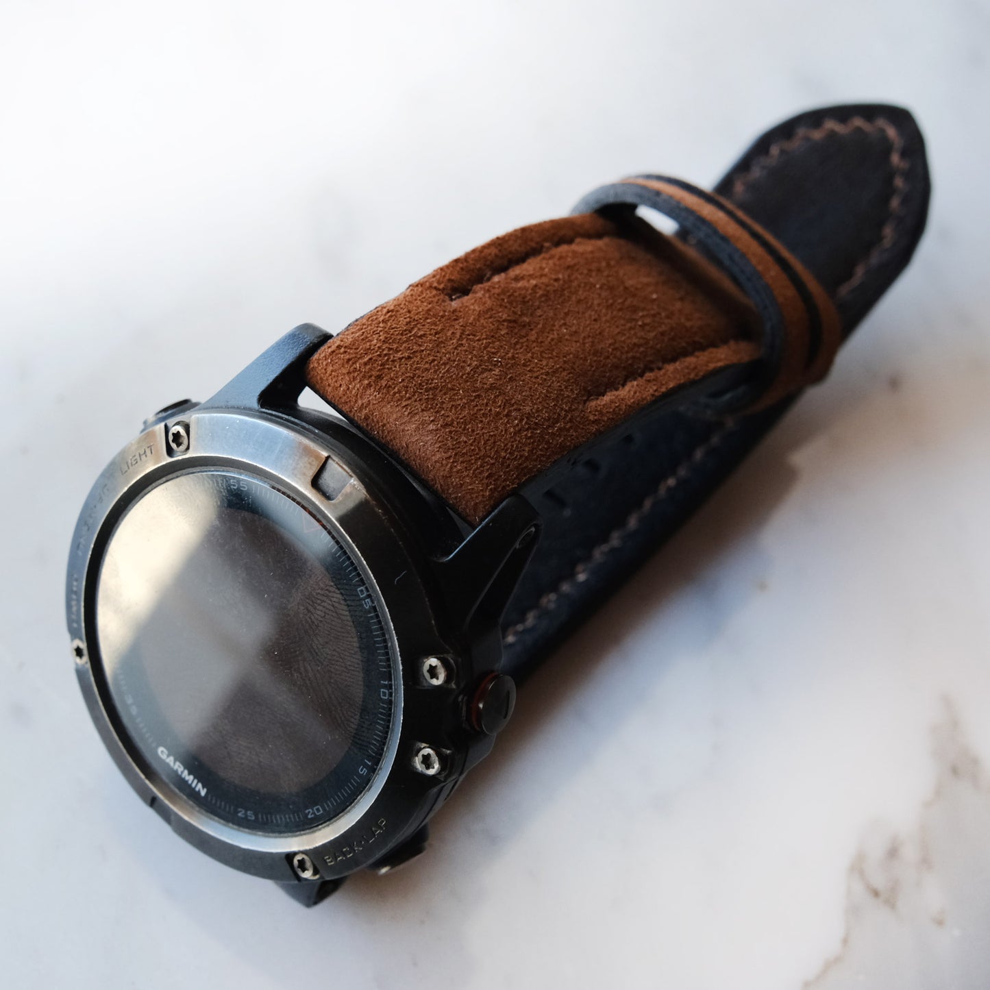 Garmin Watch Band Suede Leather Dark Brown Color