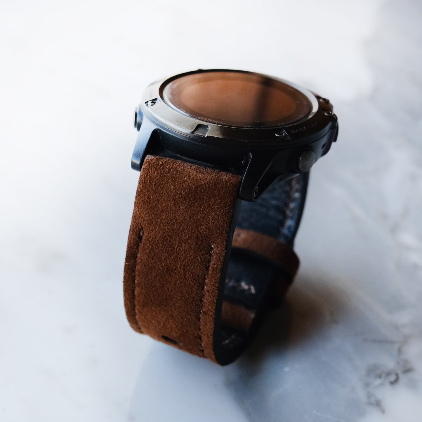 Garmin Watch Band Suede Leather Dark Brown Color