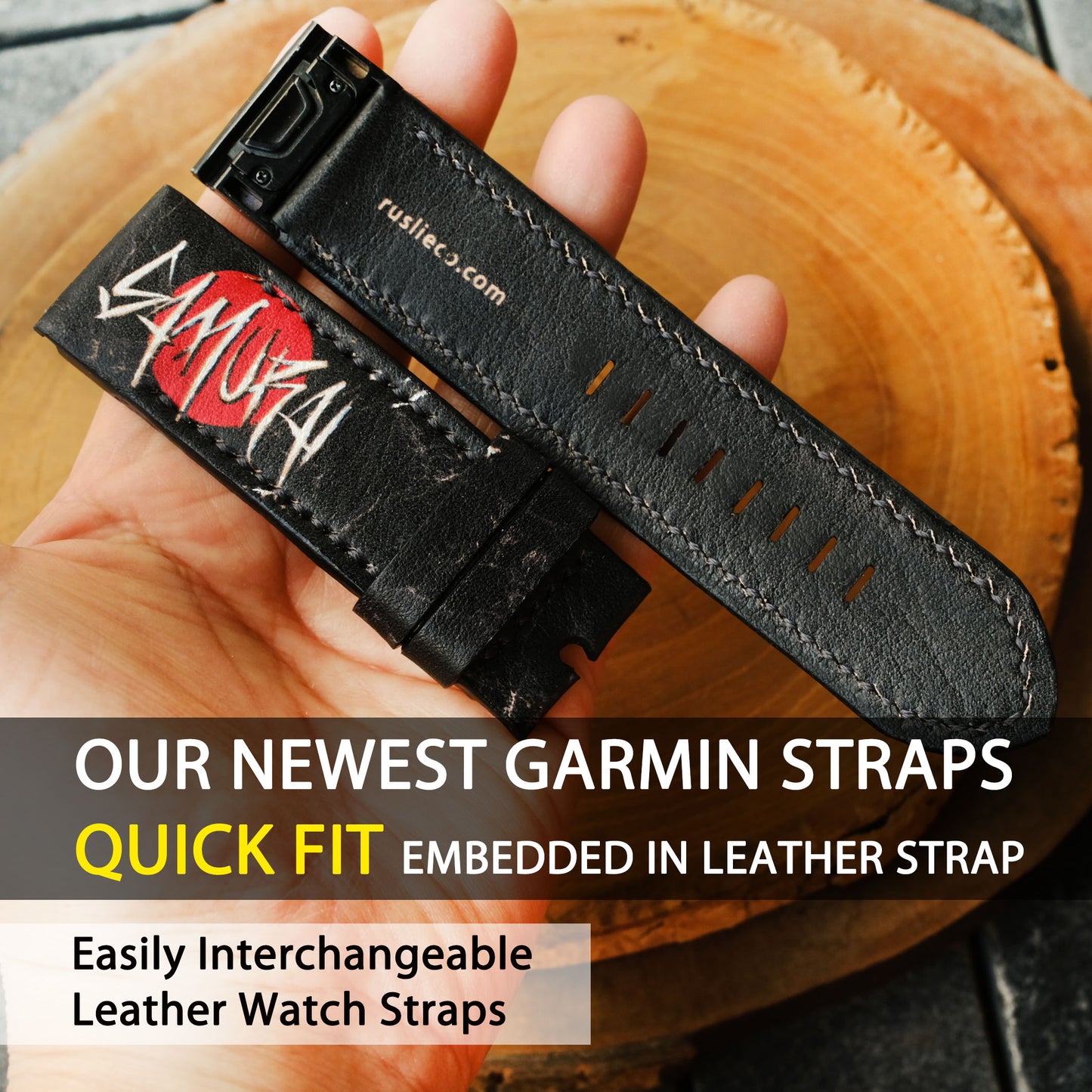 Garmin Custom Samurai x Geisha Design Leather Stap