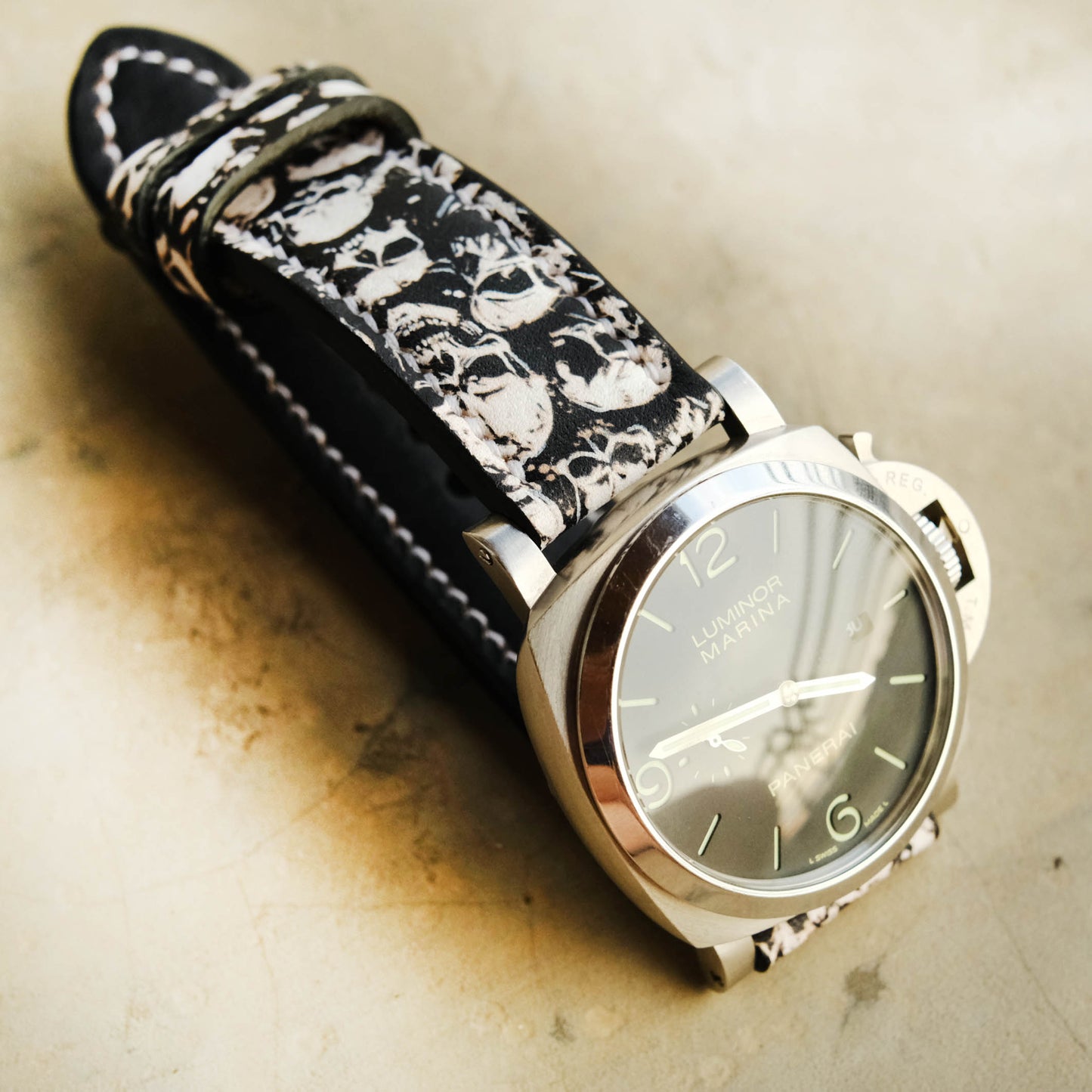 Panerai Skull Design Leather Watch Band
