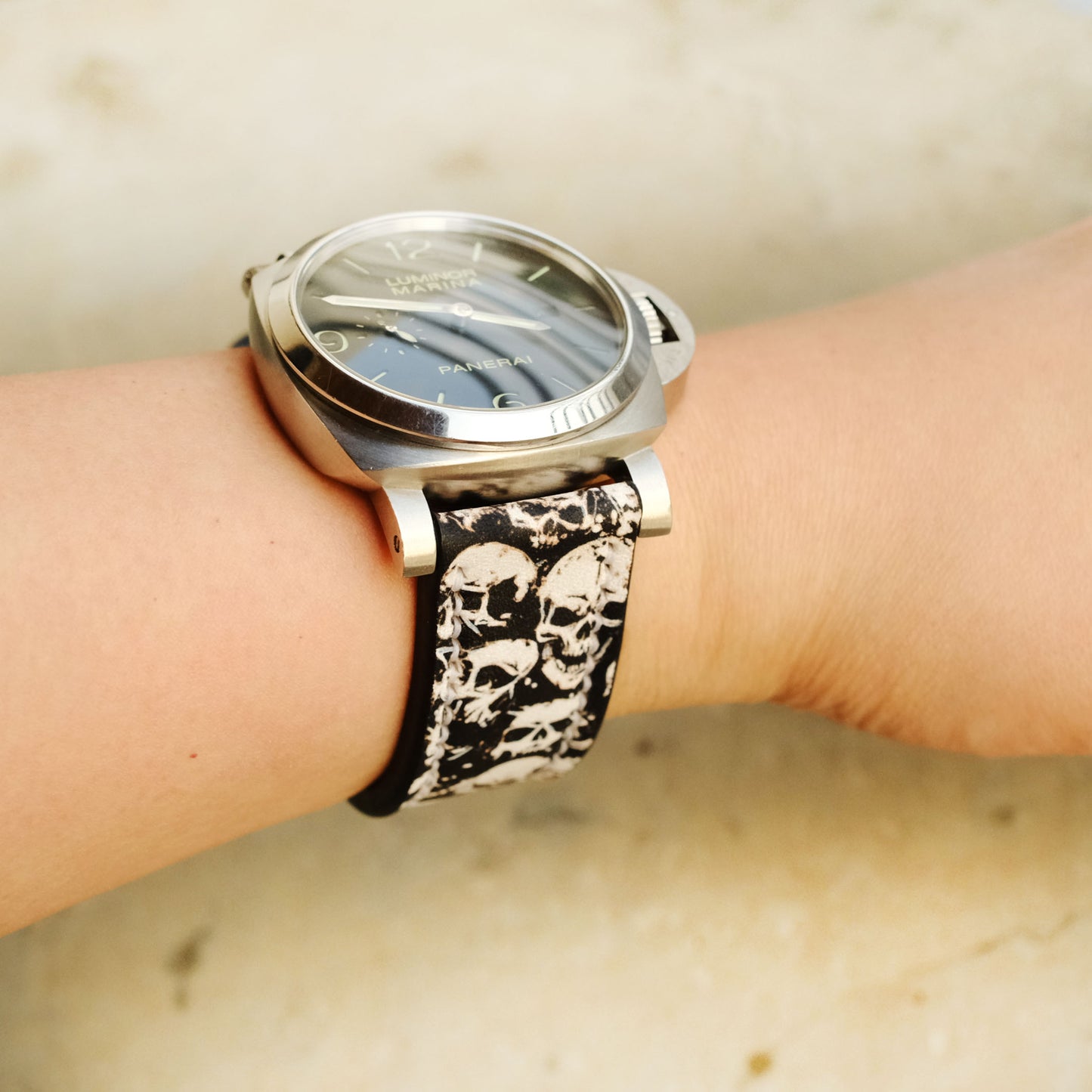 Panerai Skull Design Leather Watch Band