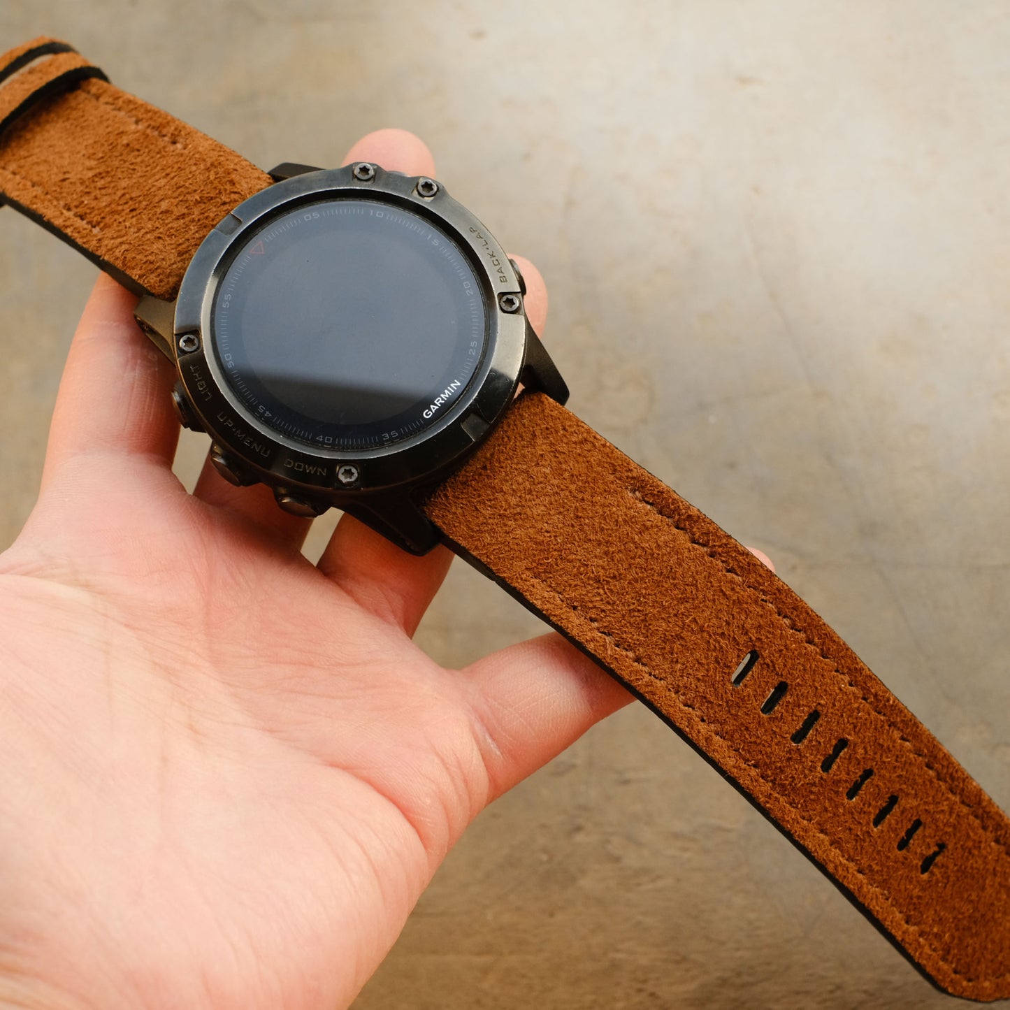 Garmin Watch Band Suede Leather Brown Color