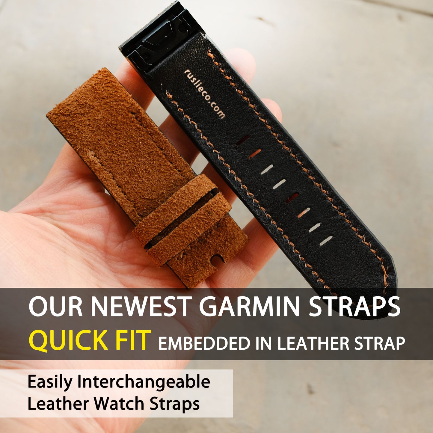 Garmin Watch Band Suede Leather Brown Color
