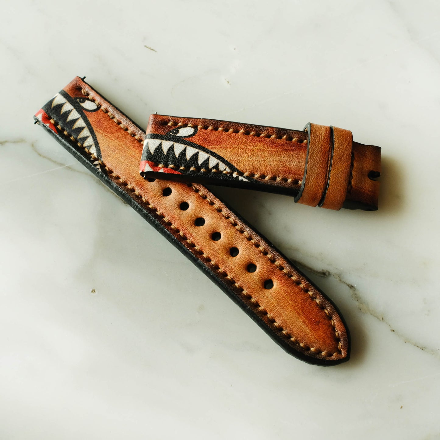 Rolex Shark Brown Leather Handmade Straps
