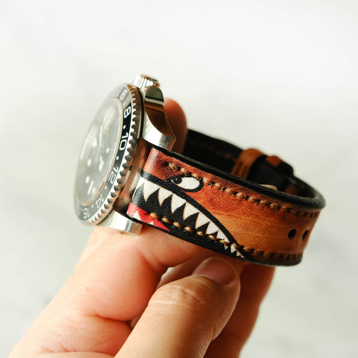 Rolex Shark Brown Leather Handmade Straps