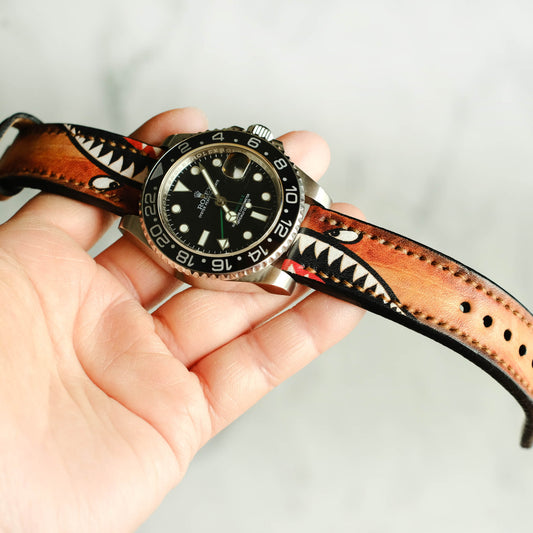 Rolex Shark Brown Leather Handmade Straps