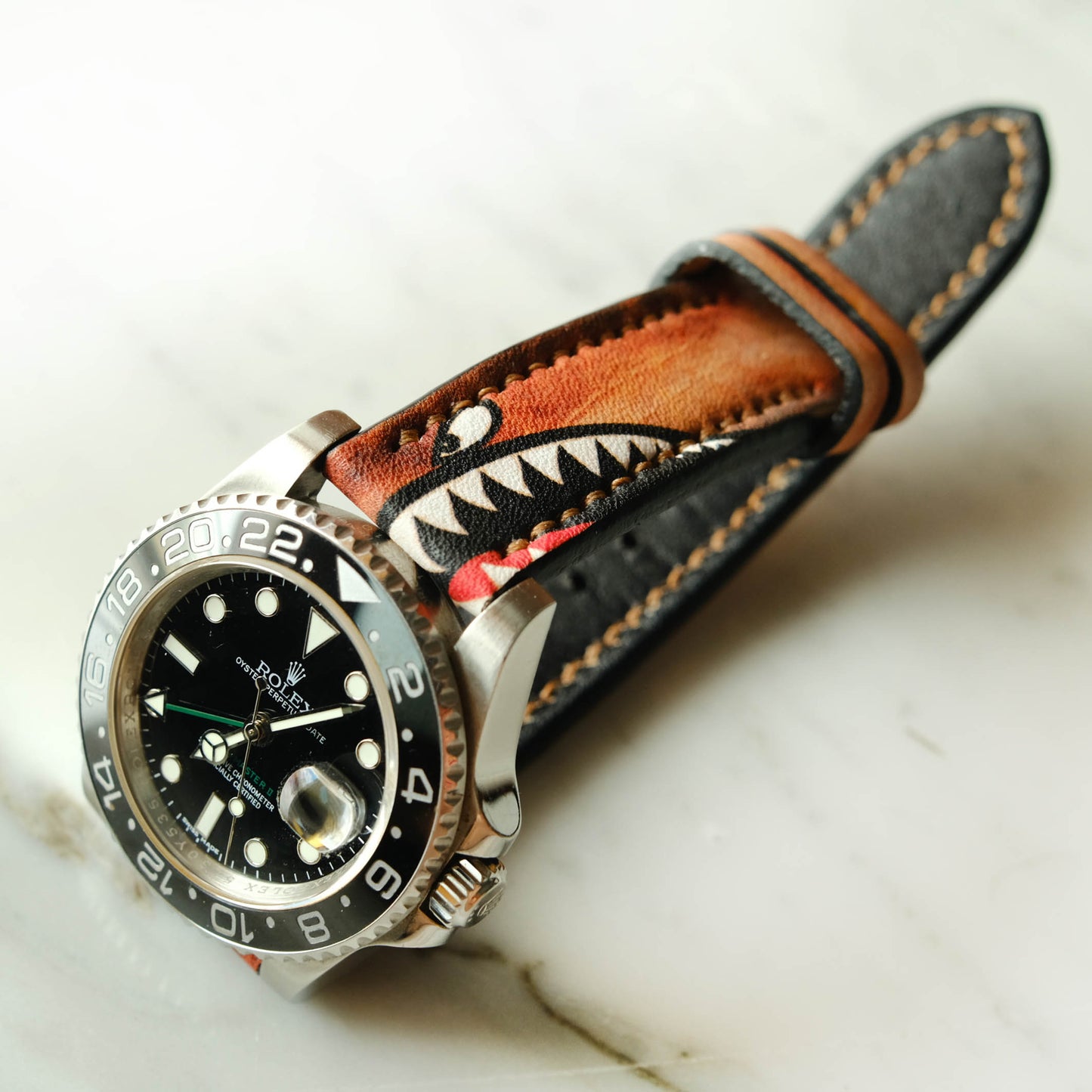 Rolex Shark Brown Leather Handmade Straps