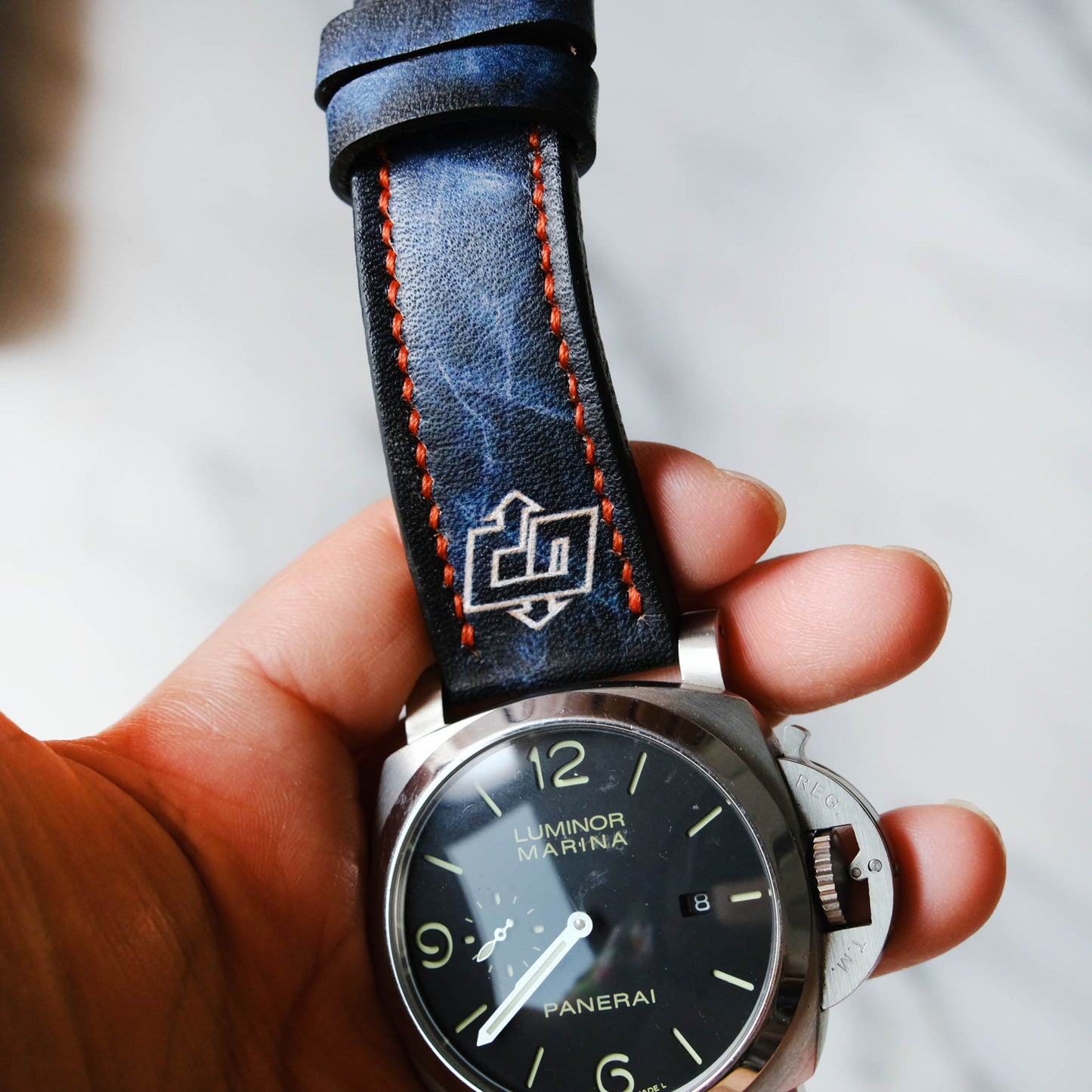 Panerai Bands Vintage Blue Leather For Officine Panerai Luminor Marina Radiomir PAM 22mm 24mm 26mm Handmade