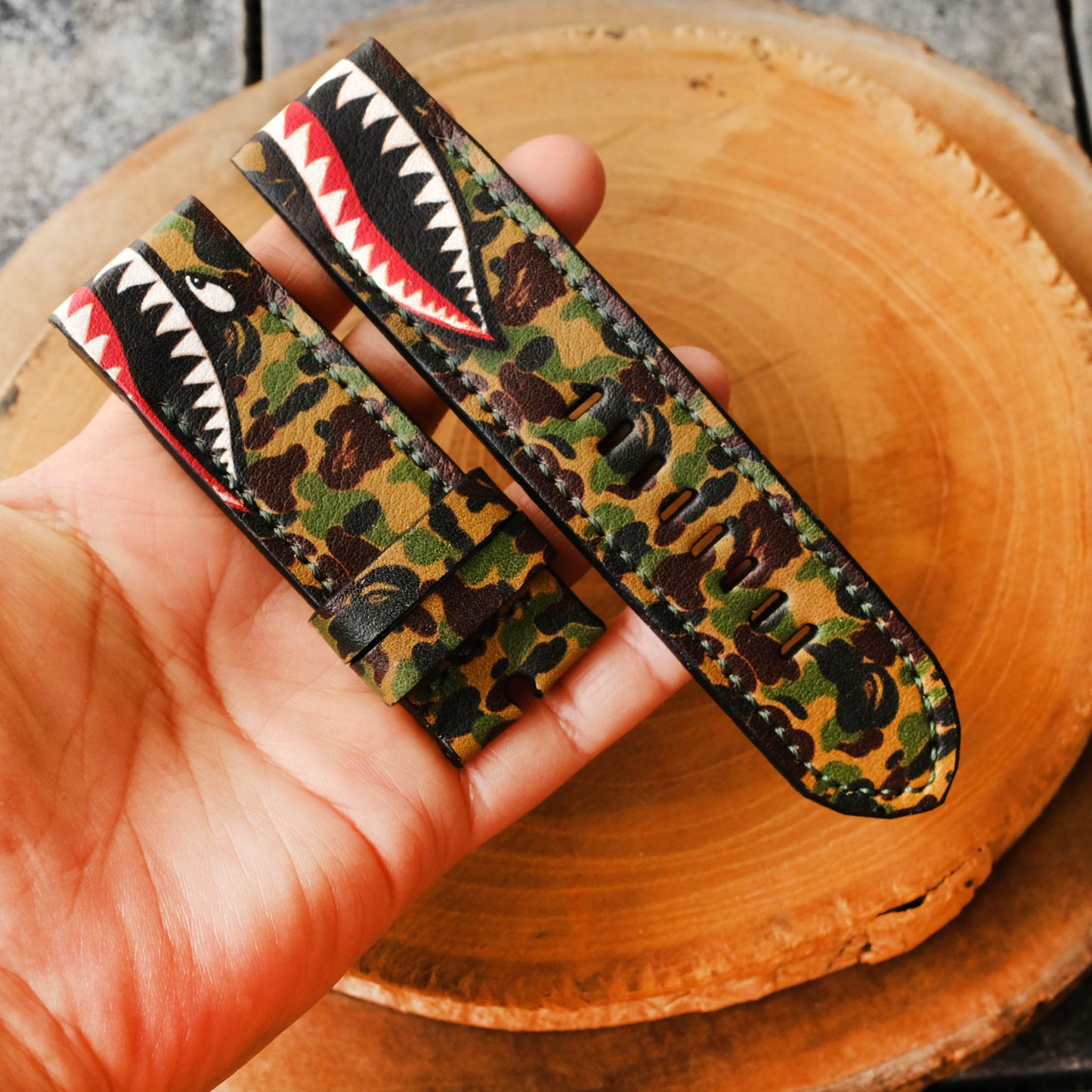 Garmin Custom Design Camo Warhawk Leather Strap Handmade