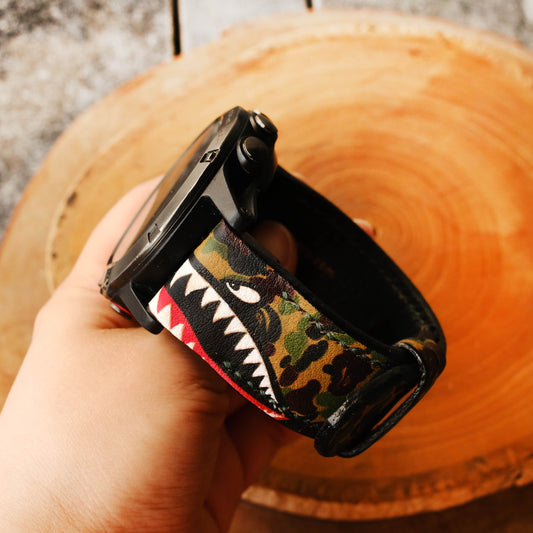 Garmin Custom Design Camo Warhawk Leather Strap Handmade