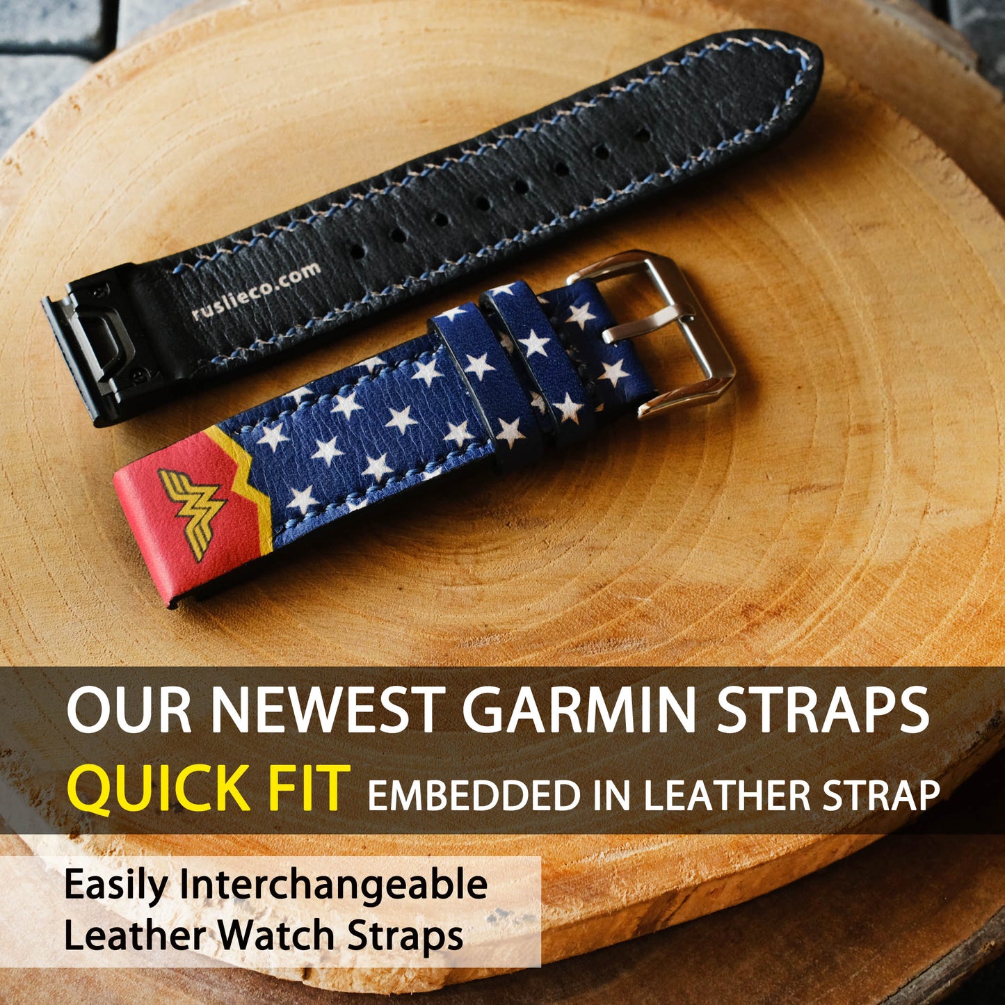 Garmin Custom Leather Wonder Woman Strap