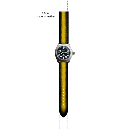 Custom Vintage Black Yellow Curved End Strap - ruslieco