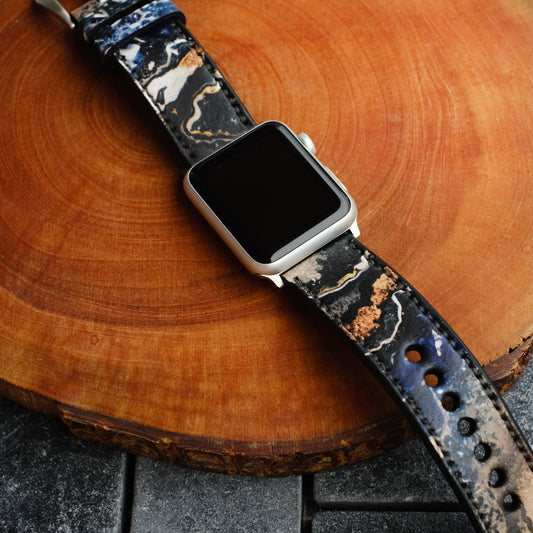 resin pattern leather watch strap