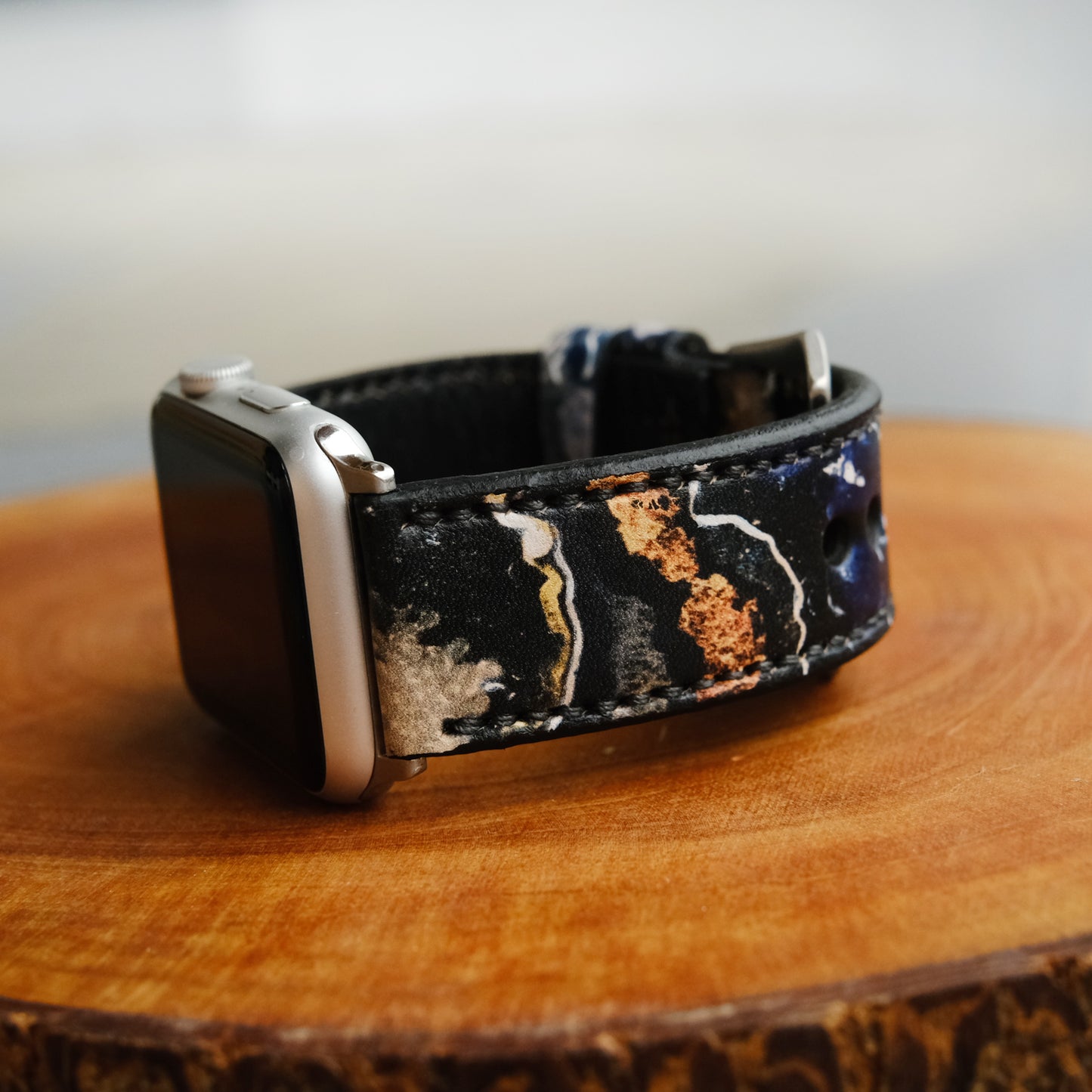 Resin Pattern Leather Strap For Apple Watch All Series by ruslieco - ruslieco