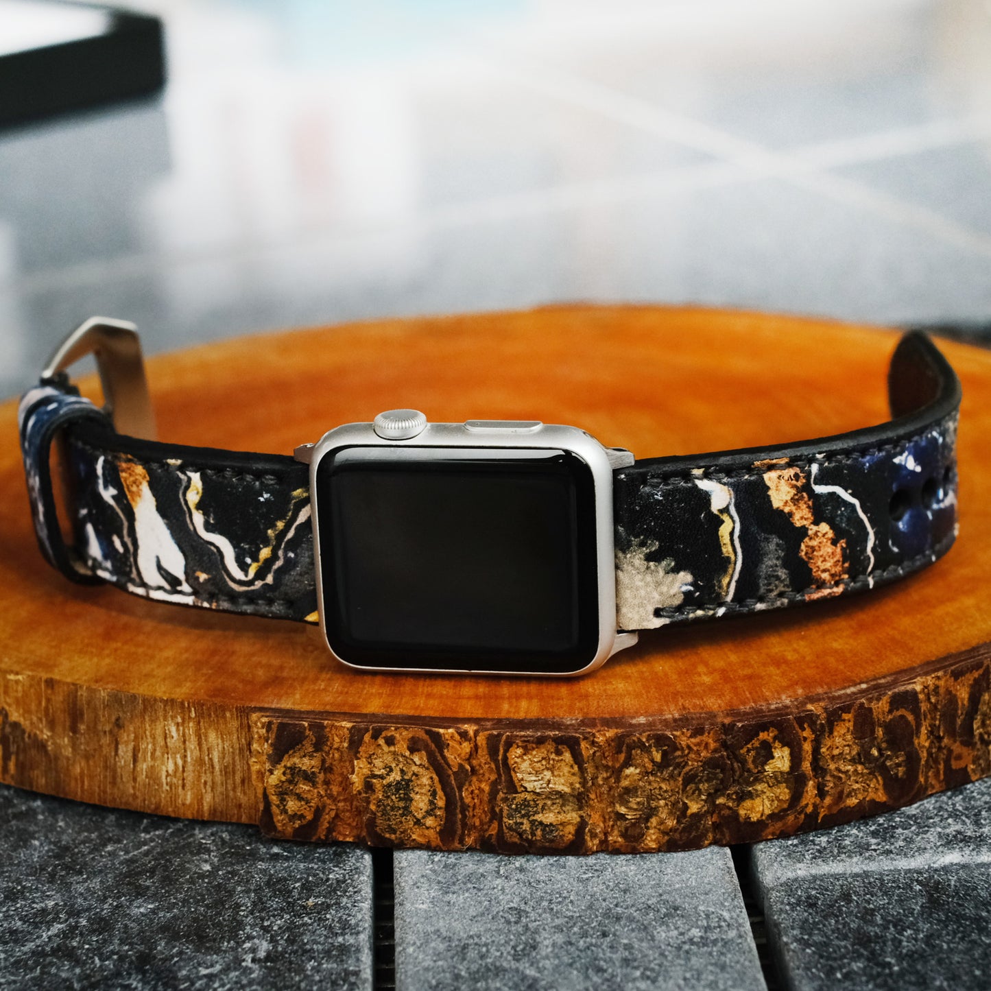 Resin Pattern Leather Strap For Apple Watch All Series by ruslieco - ruslieco