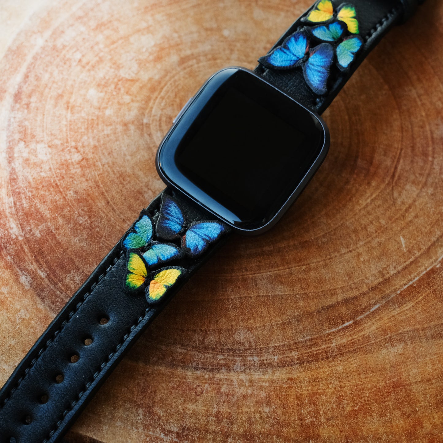 Fitbit Butterfly Black Strap Custom Applique Strap - ruslieco