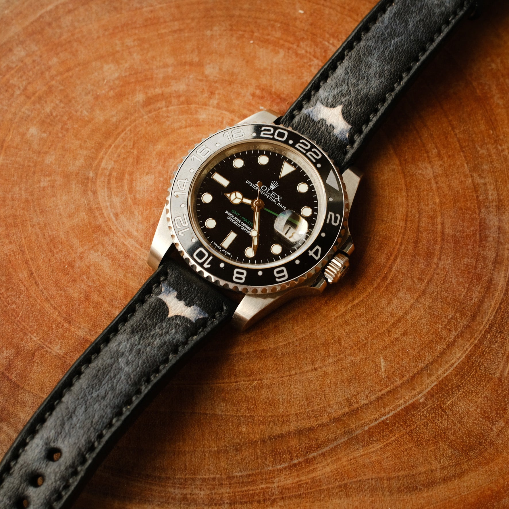 Rolex batman on leather on sale strap